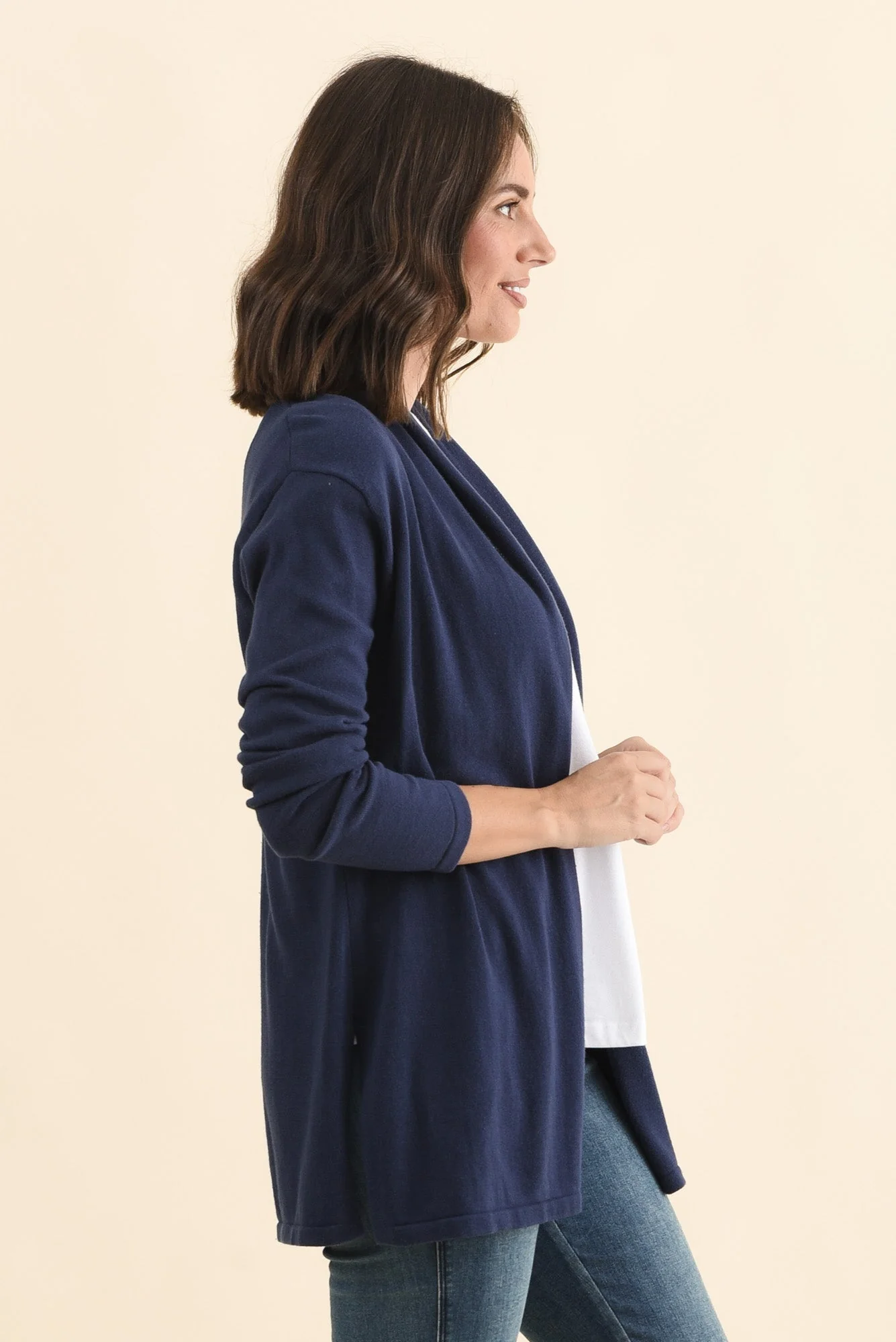 Primrose Navy Cotton Drape Cardigan - Image 4