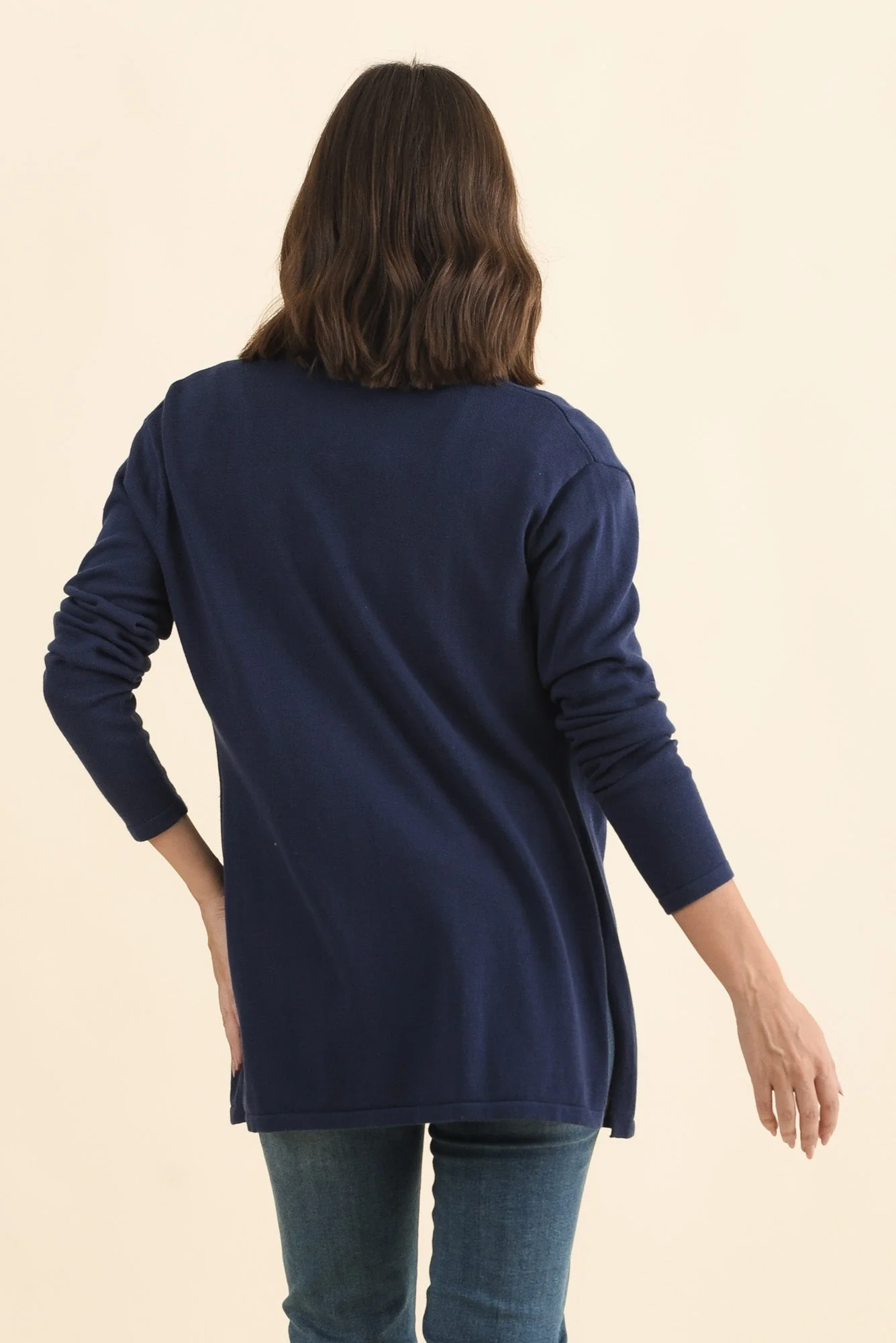 Primrose Navy Cotton Drape Cardigan - Image 5