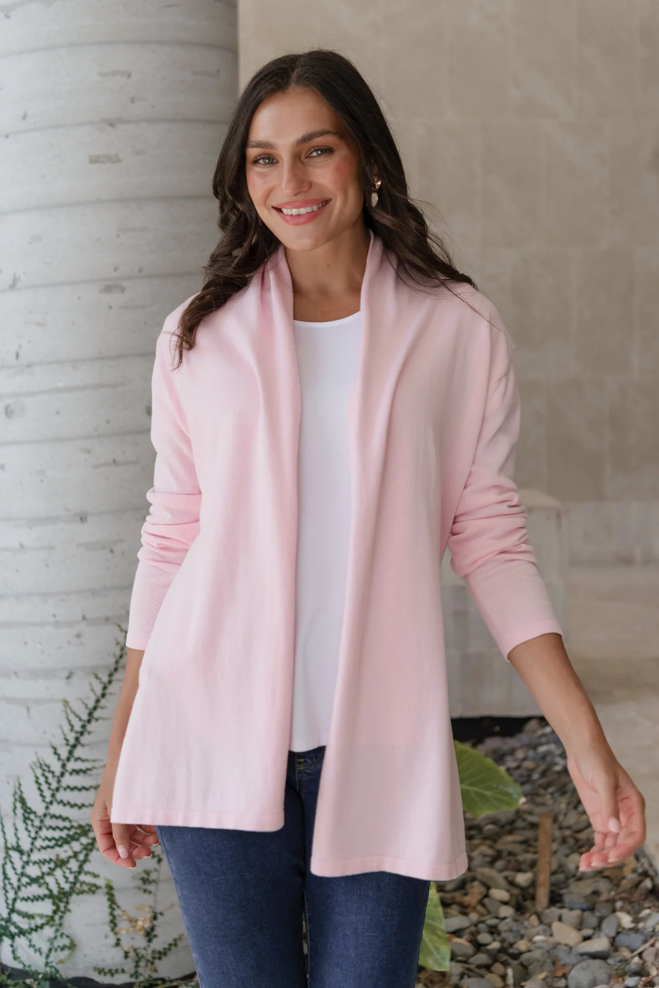 Primrose Pink Cotton Drape Cardigan
