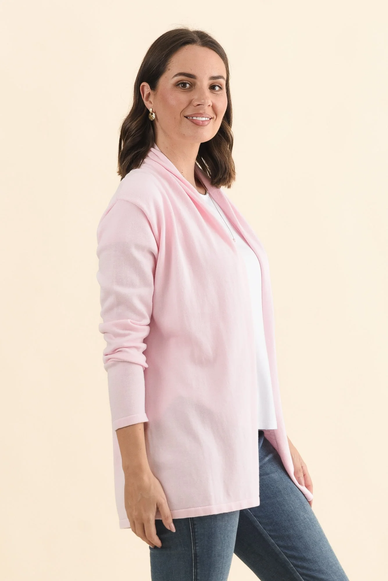 Primrose Pink Cotton Drape Cardigan - Image 4