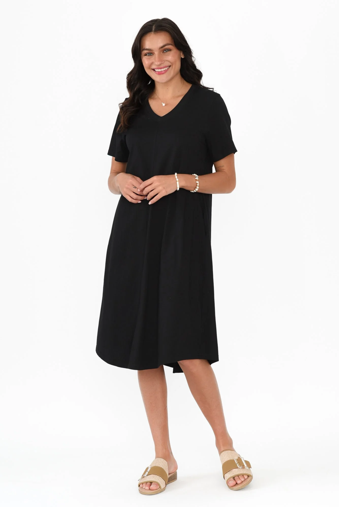 Quentin Black Cotton Tee Dress - Image 2
