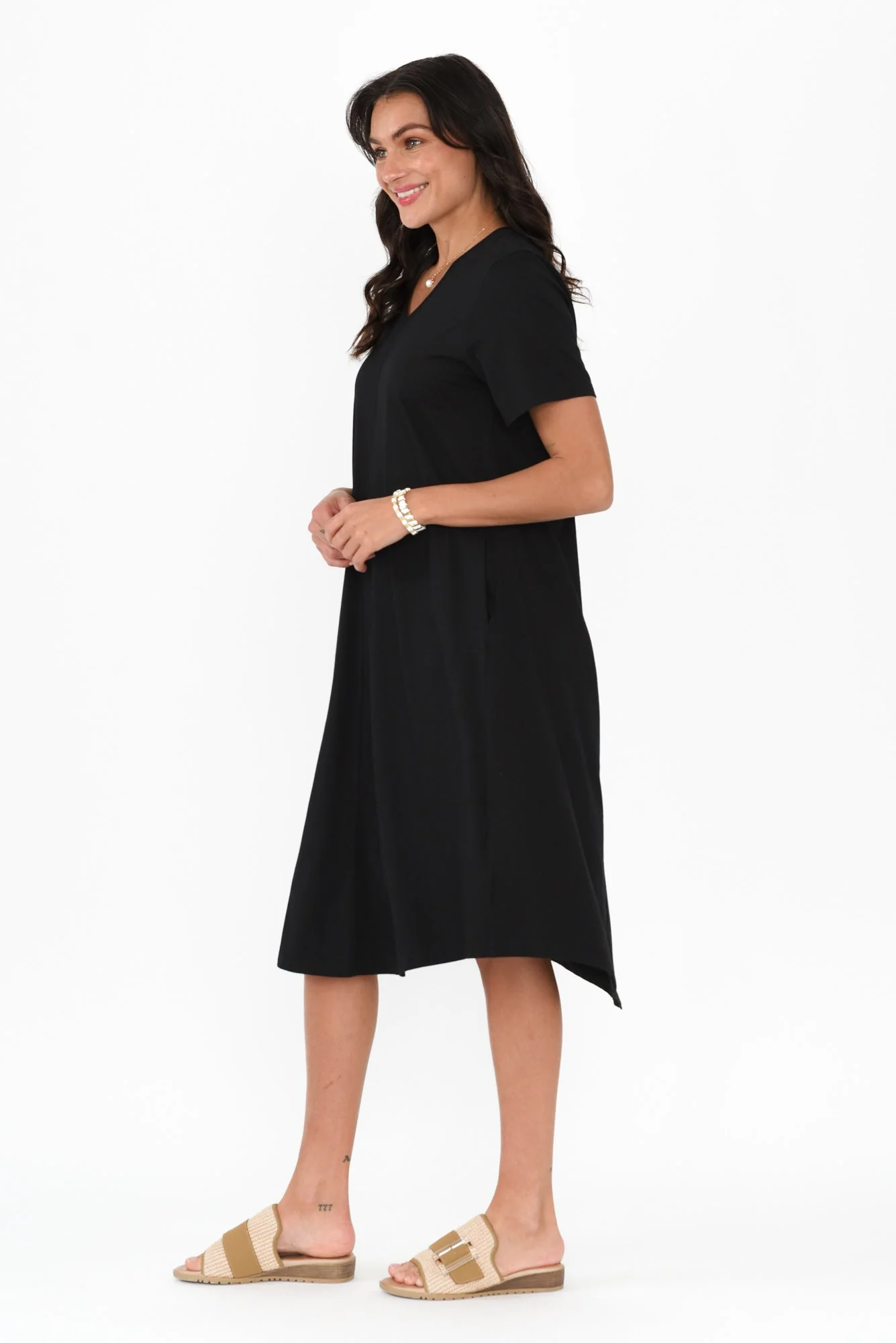 Quentin Black Cotton Tee Dress - Image 3