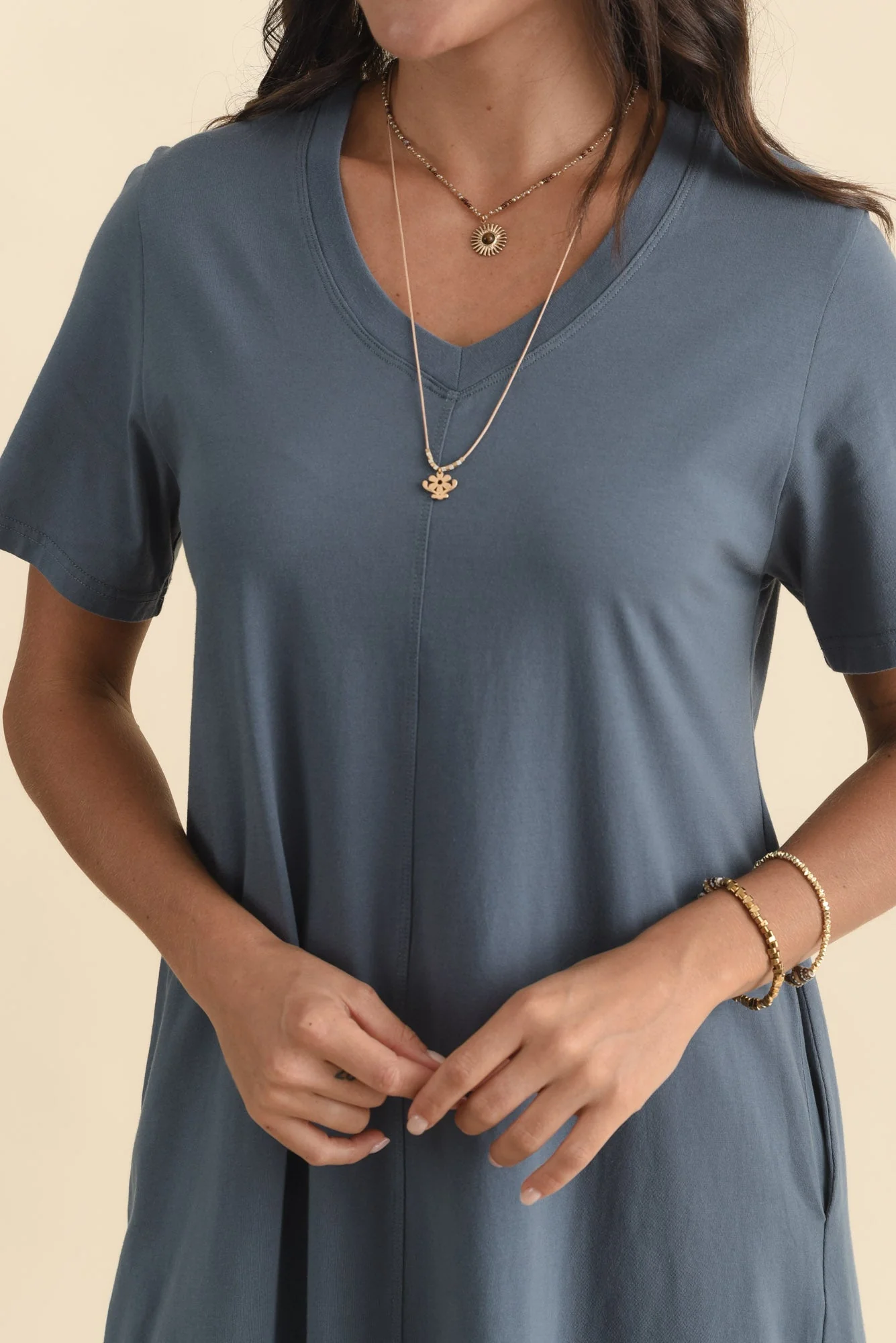 Quentin Steel Cotton Tee Dress - Image 6