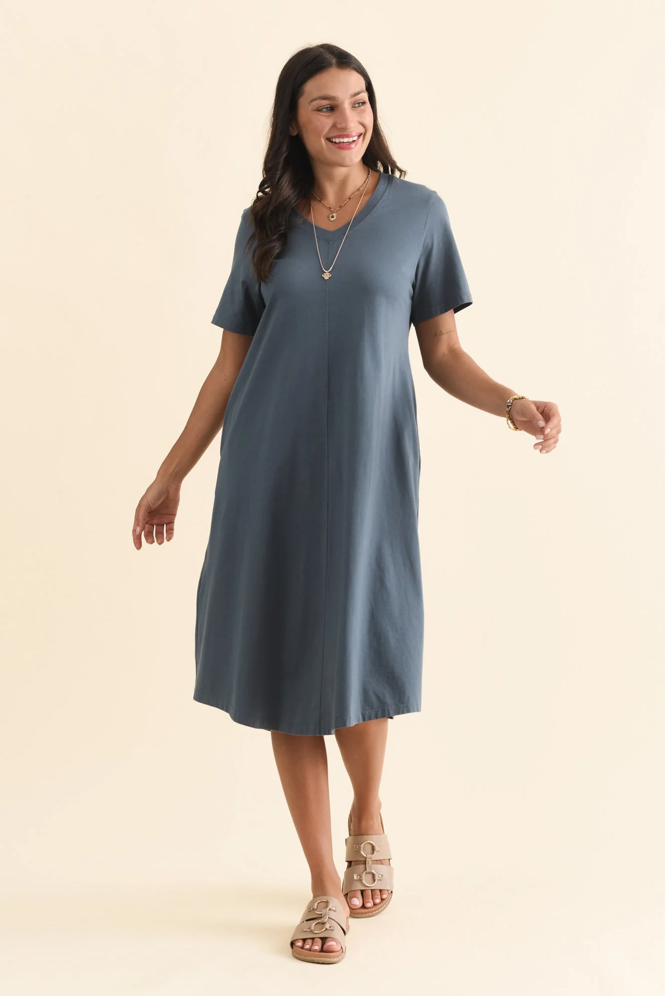 Quentin Steel Cotton Tee Dress - Image 7