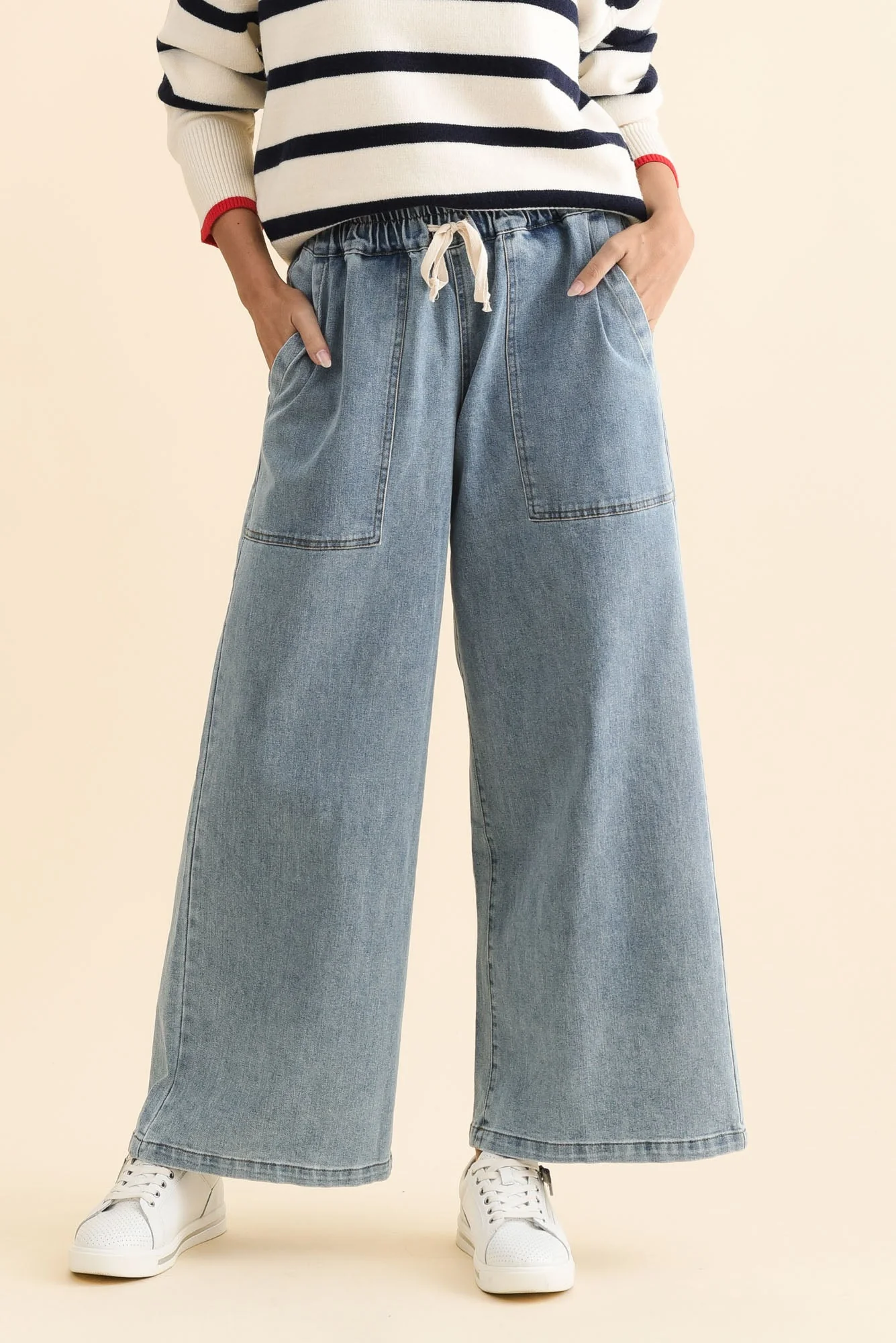 Quinn Light Blue Cotton Jogger Pants