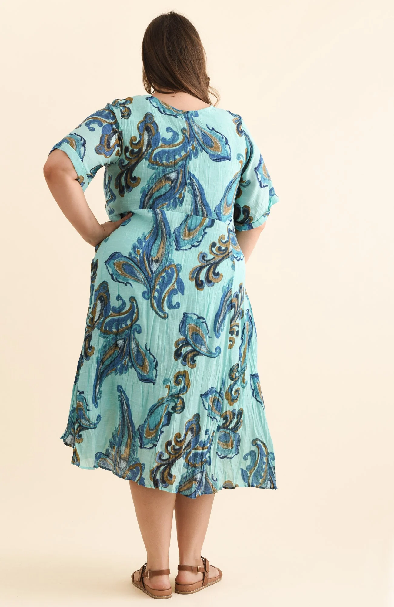 Ramona Blue Paisley Cotton Blend Dress - Image 11