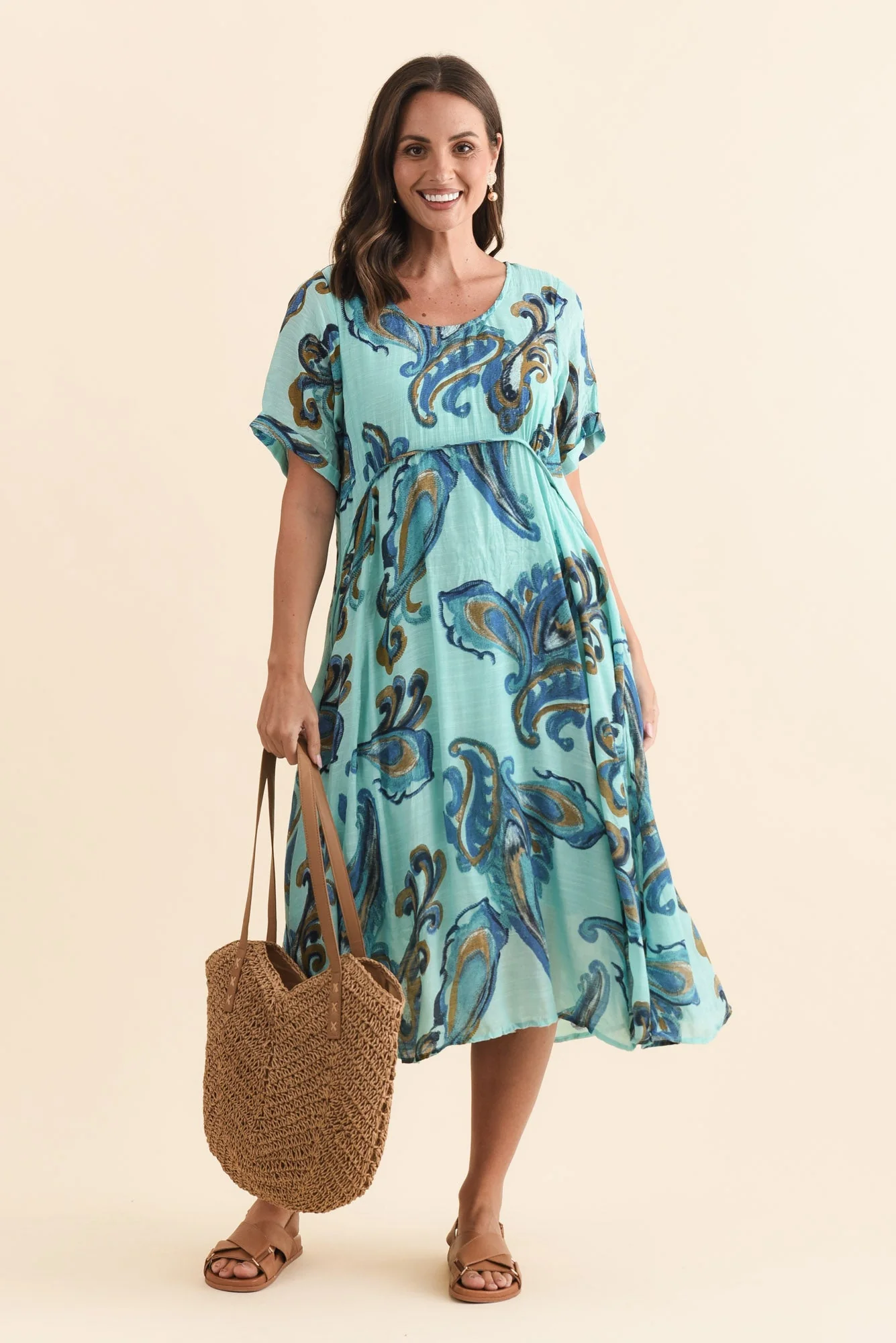 Ramona Blue Paisley Cotton Blend Dress - Image 2