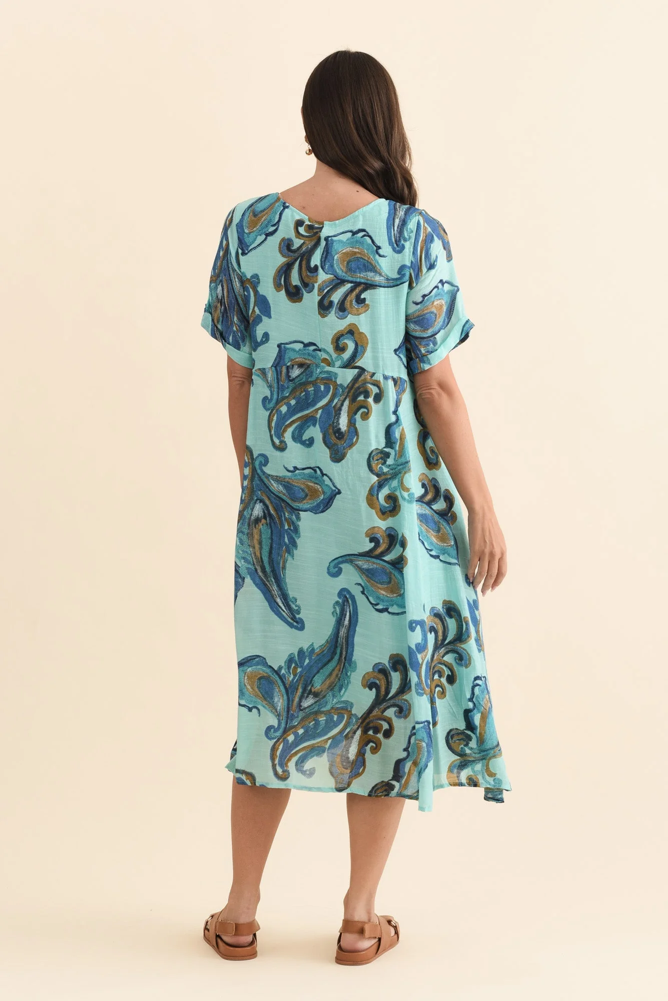 Ramona Blue Paisley Cotton Blend Dress - Image 5