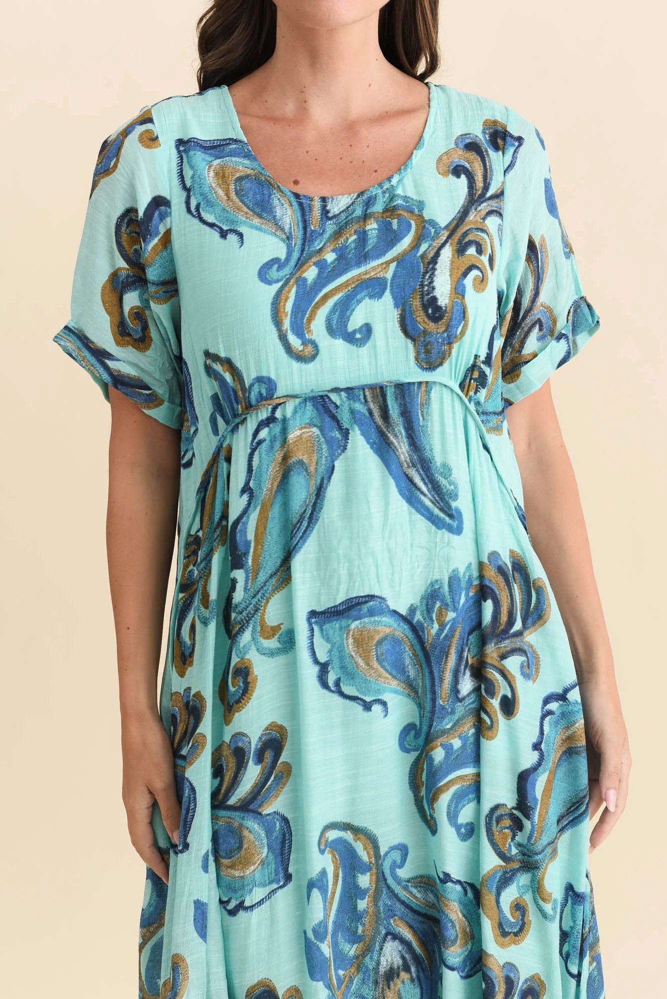 Ramona Blue Paisley Cotton Blend Dress - Image 6