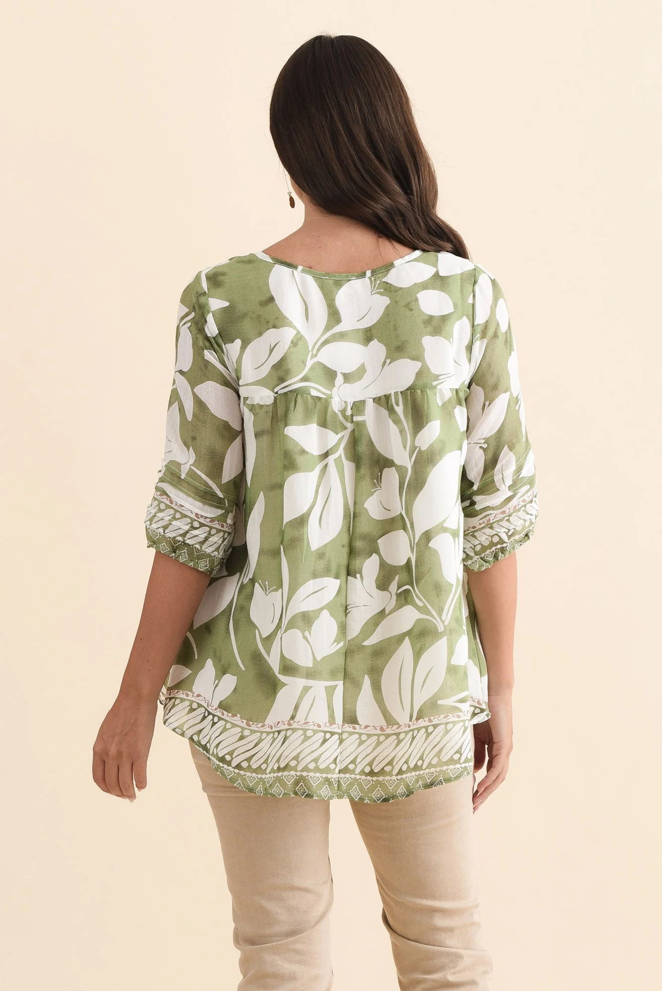 Ramy Green Leaf Cotton Blend Top - Image 4