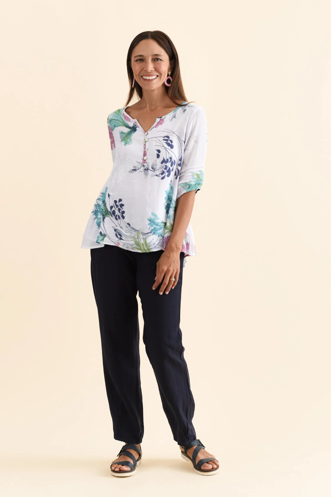 Ramy White Floral Cotton Blend Top - Image 7