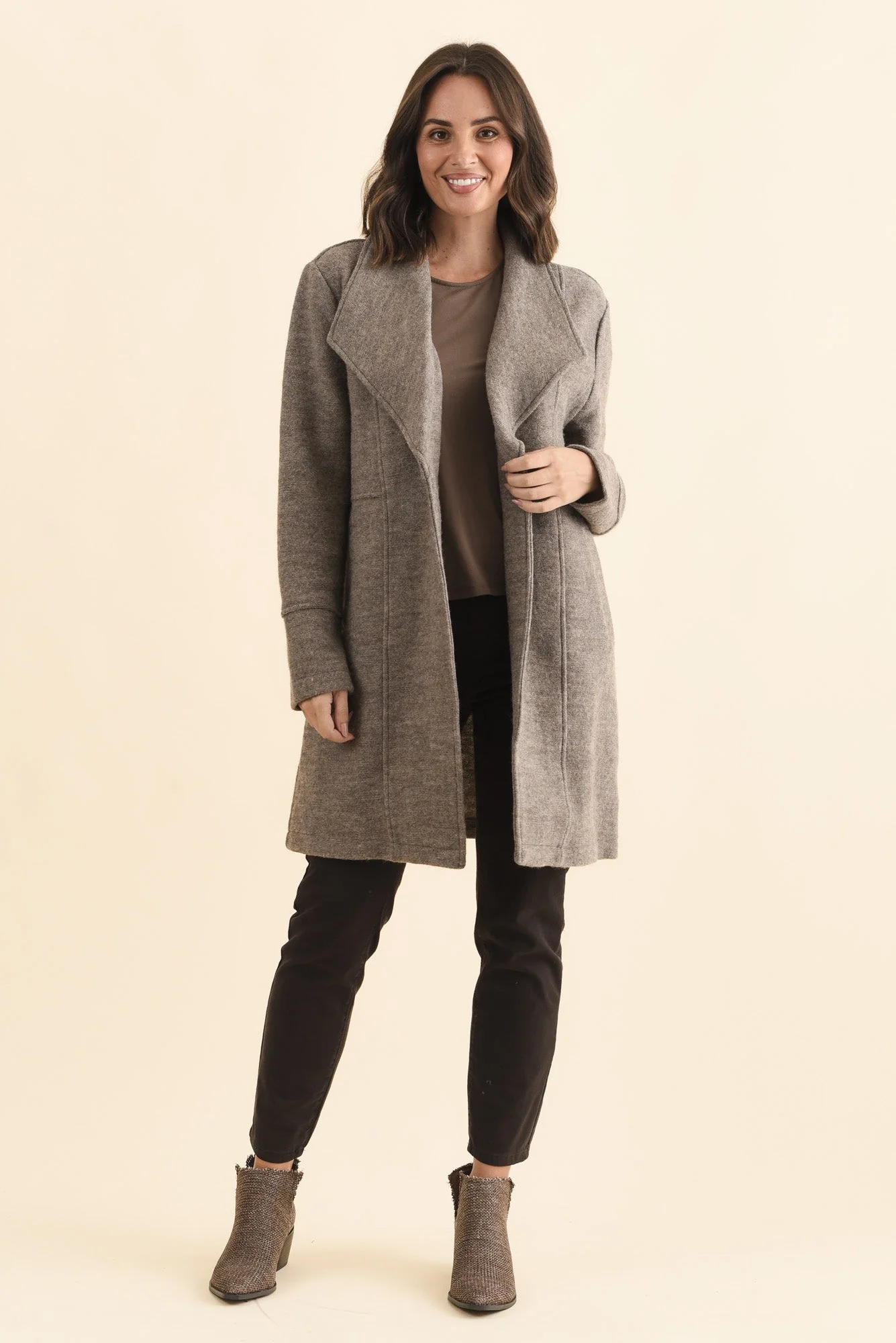 Raquel Taupe Wool Coat - Image 6