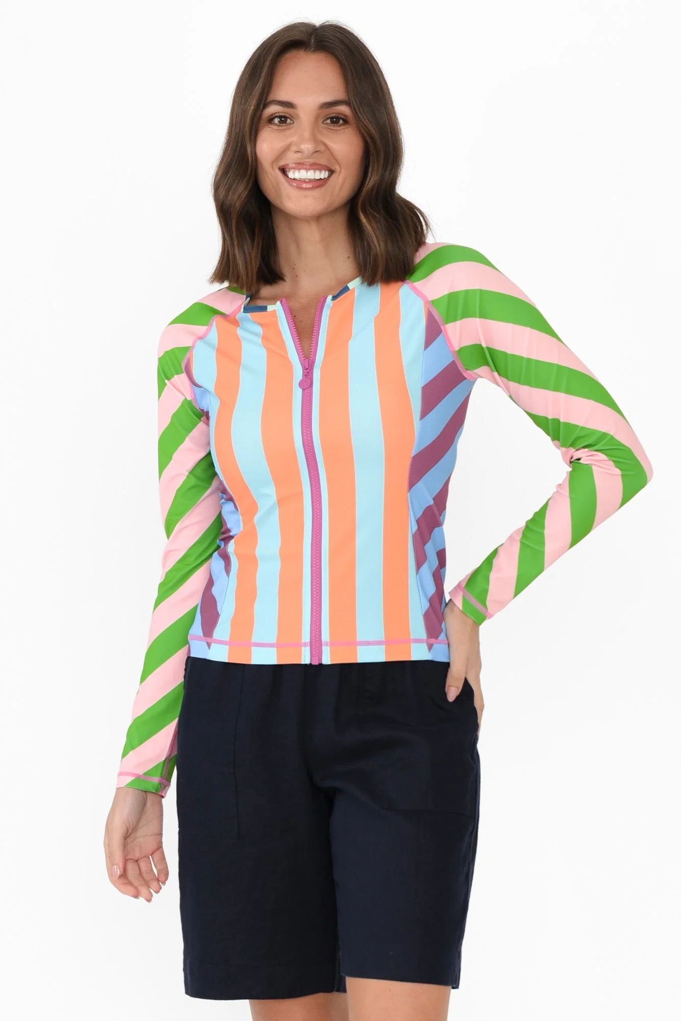 Raven Green Stripe Rash Vest