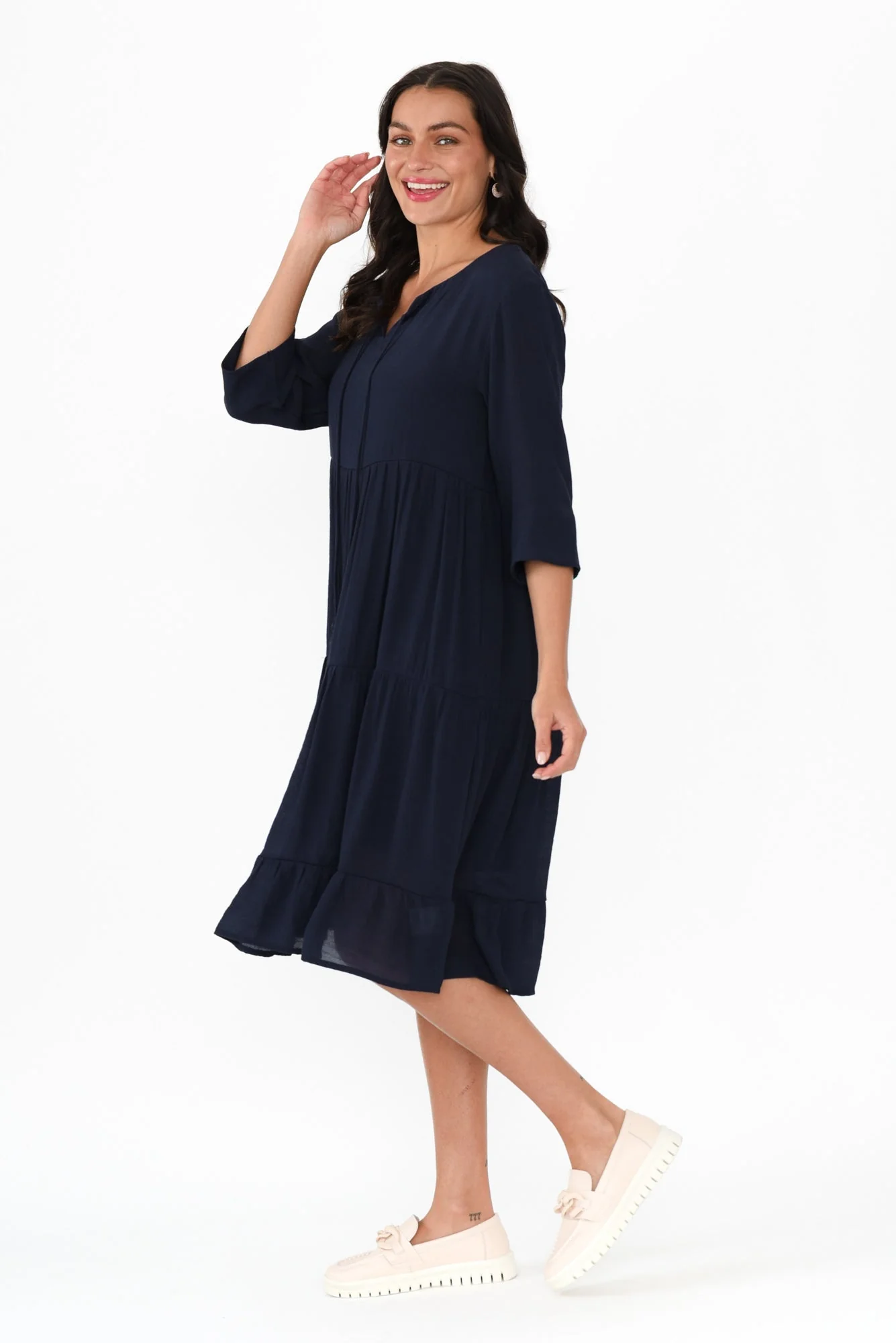 Ravina Navy Tier Dress - Image 3