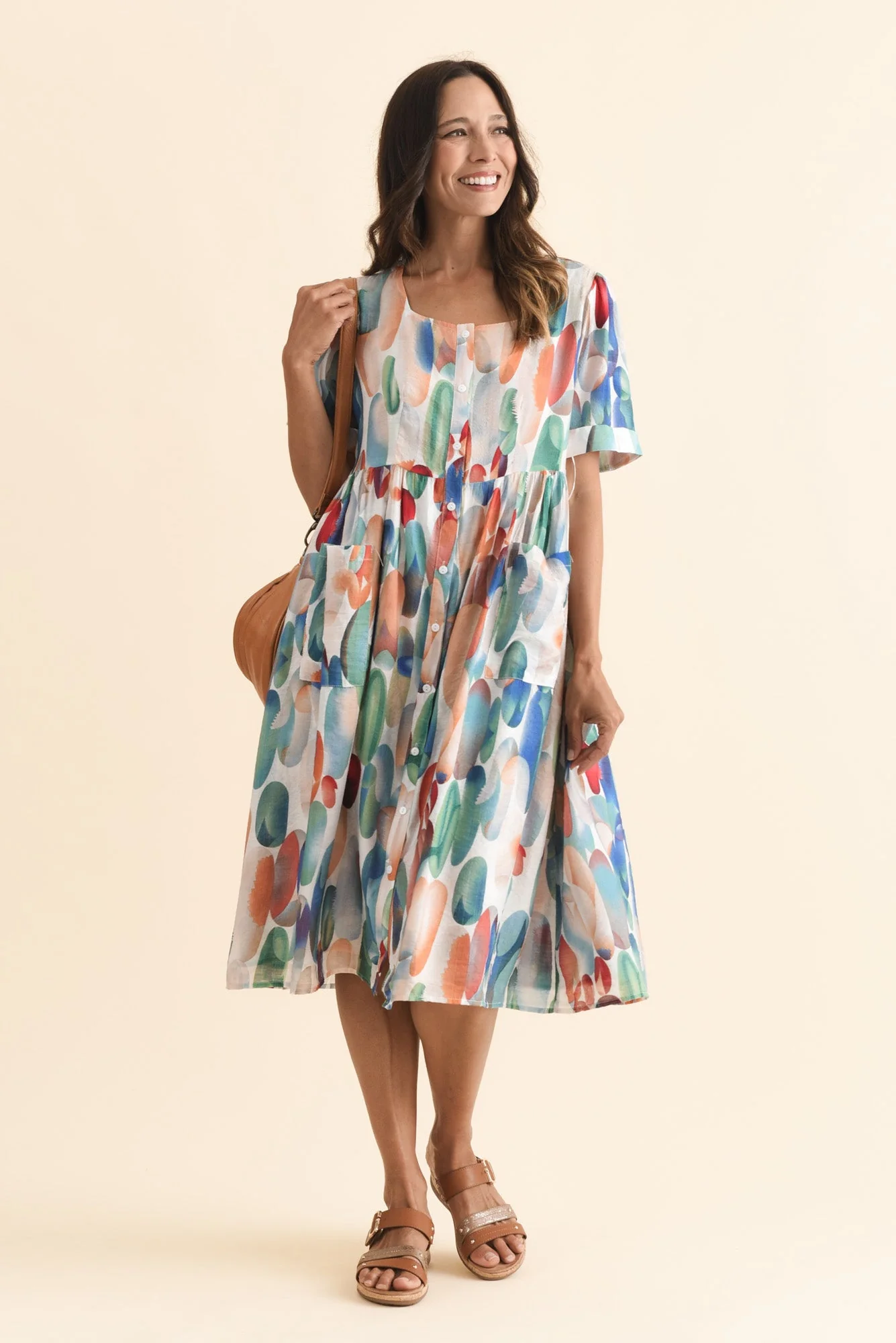 Rayna Blue Abstract Button Dress - Image 2