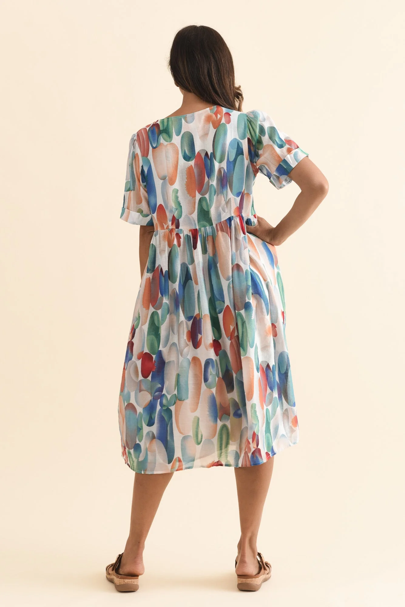 Rayna Blue Abstract Button Dress - Image 5