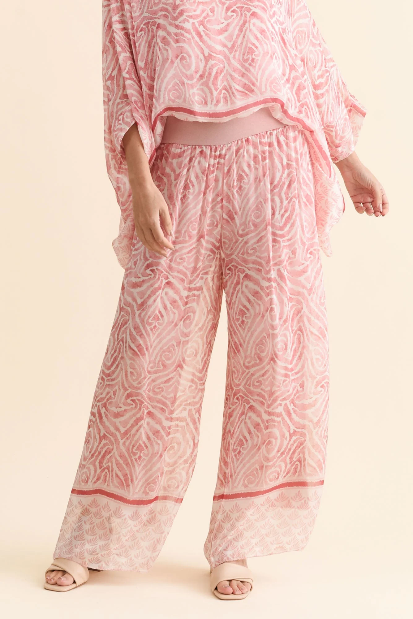 Reba Pink Abstract Silk Layer Pants