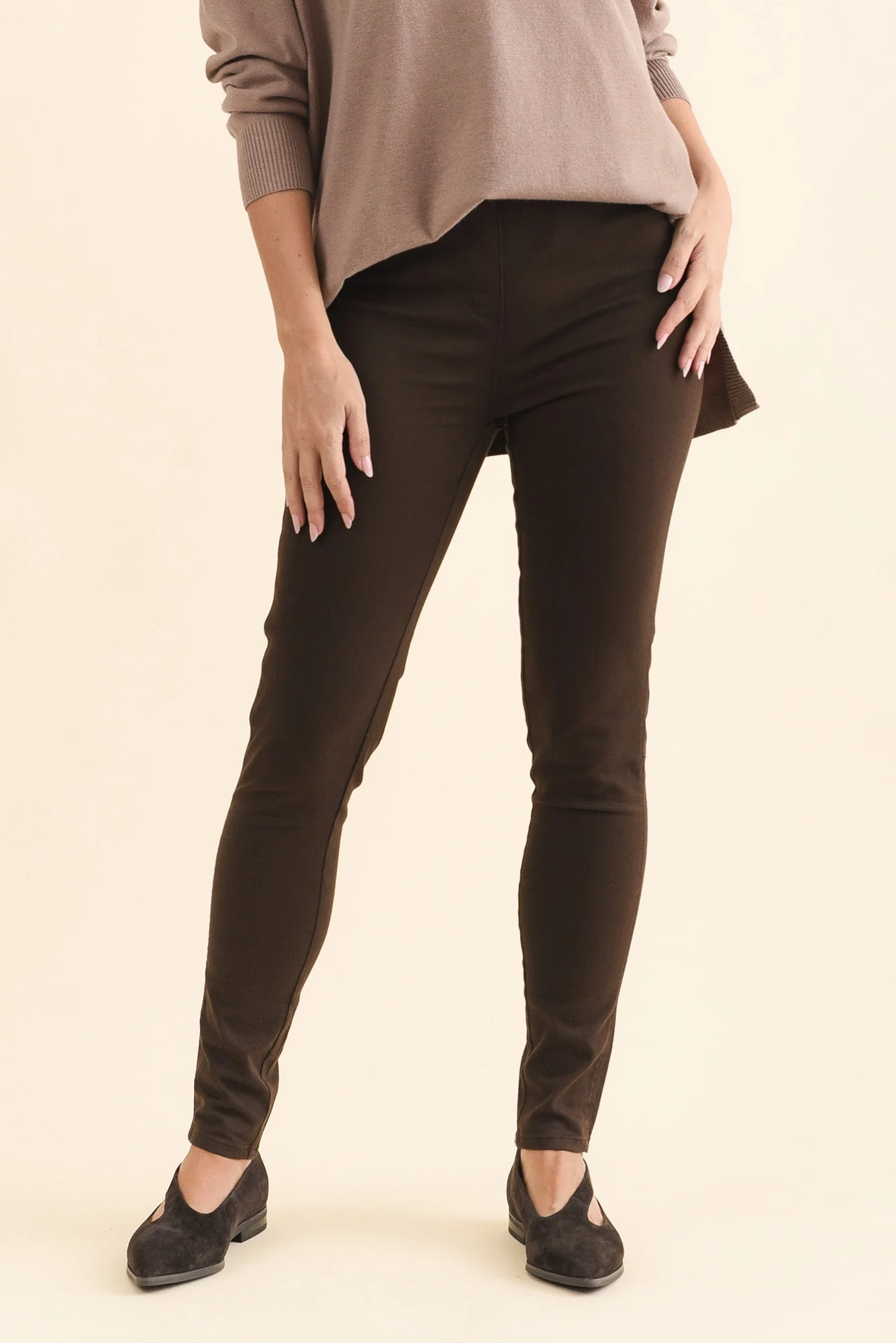 Reed Chocolate Stretch Cotton Pants - Image 2