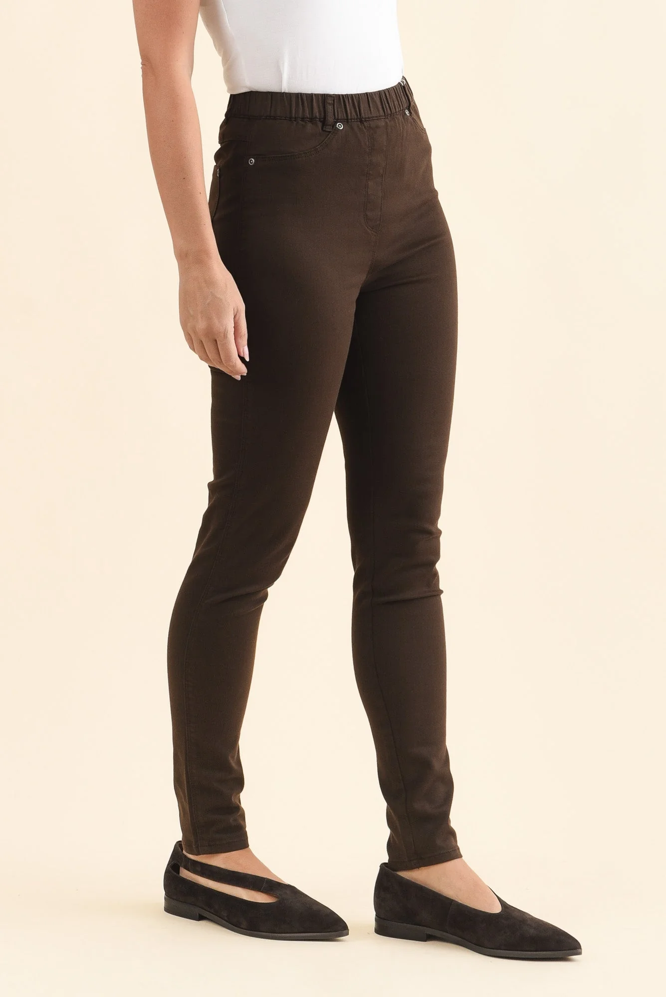 Reed Chocolate Stretch Cotton Pants - Image 4