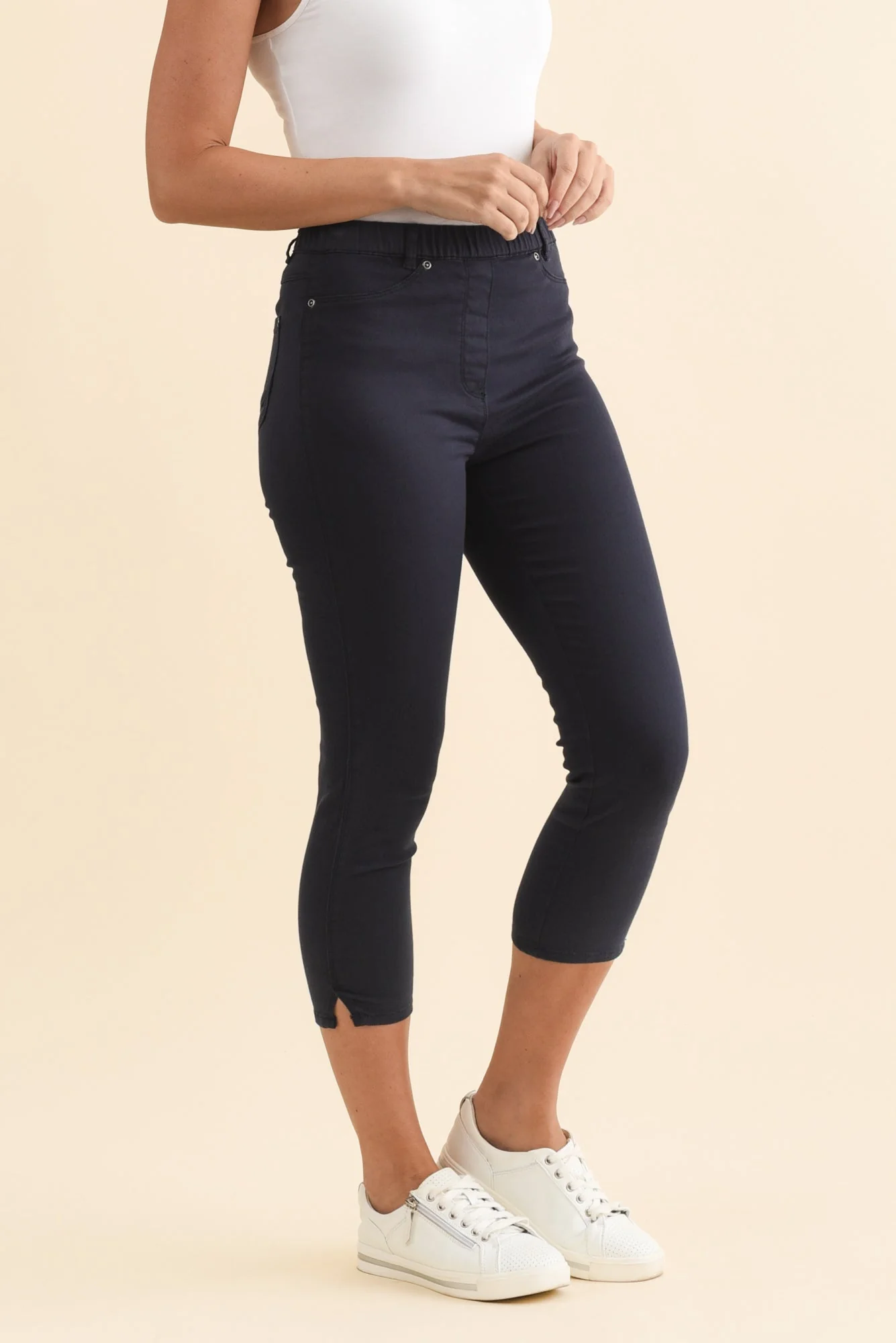 Reed Navy Stretch Cotton Capri Pants - Image 4