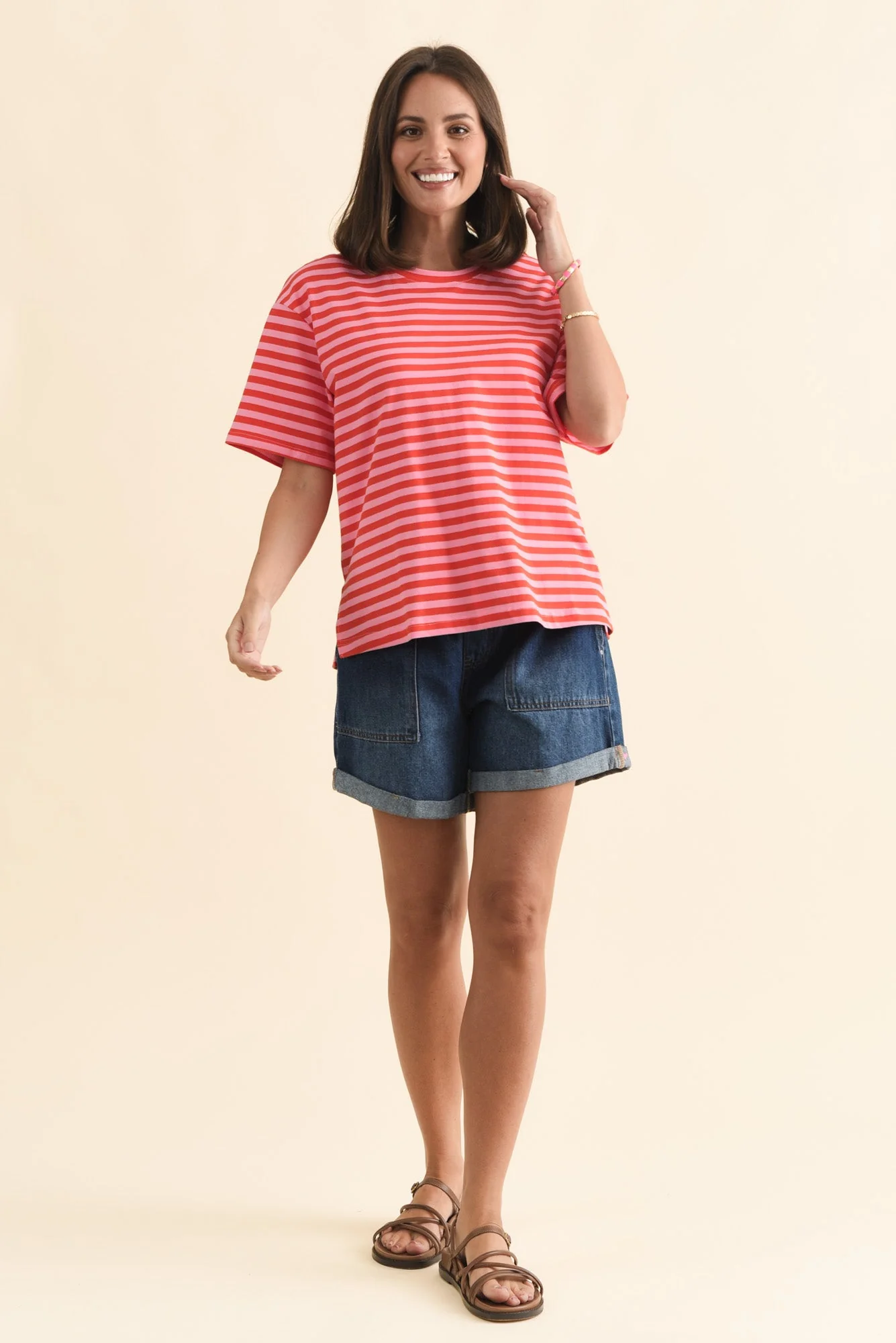 Relax Pink Stripe Cotton Tee - Image 2