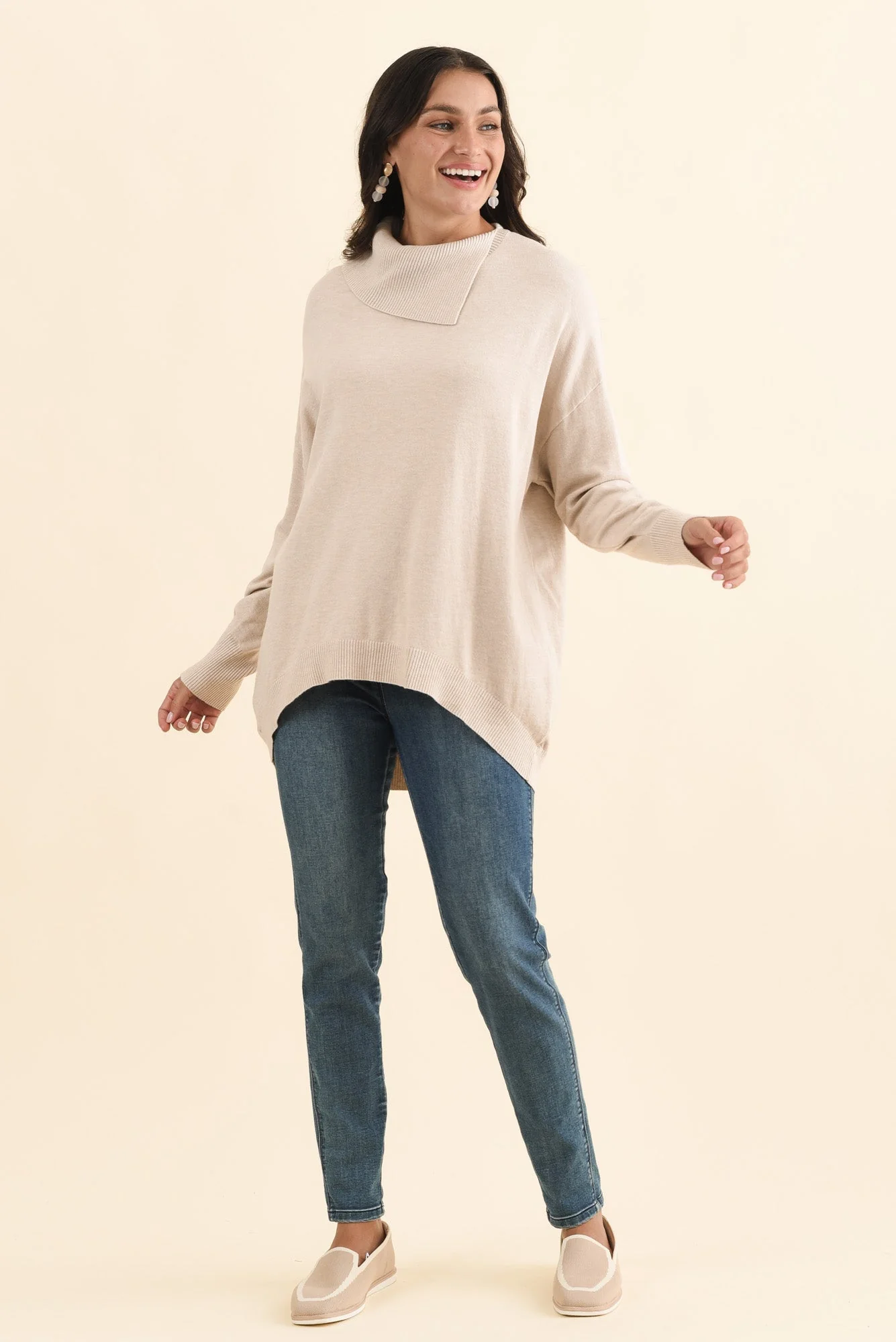 Renfrey Beige Knit Jumper - Image 6