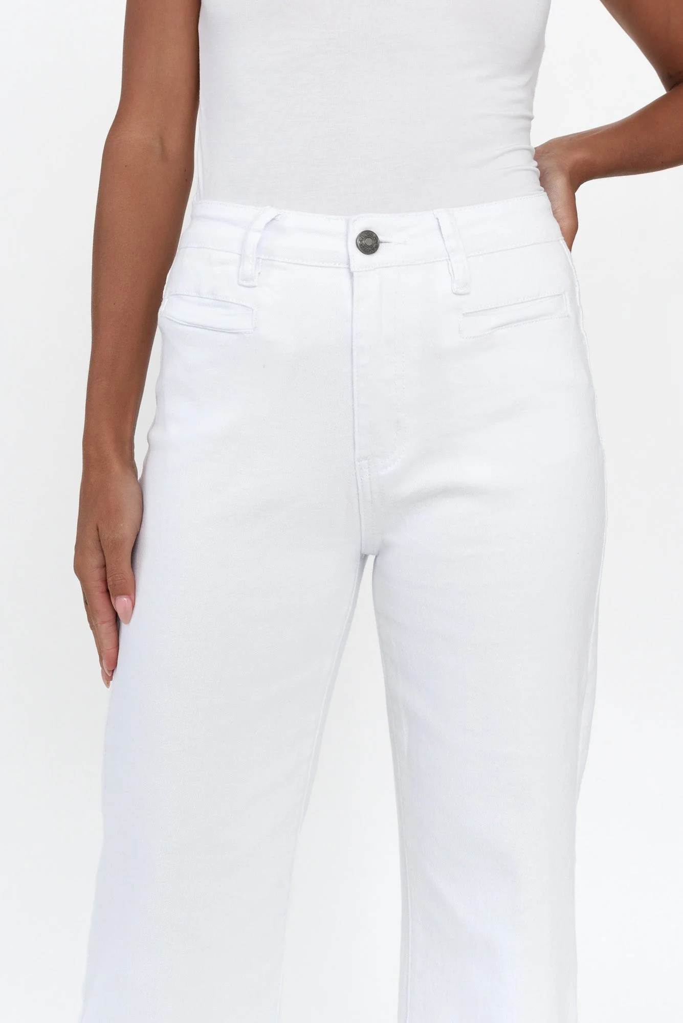 Retro White Wide Leg Jeans - Image 7
