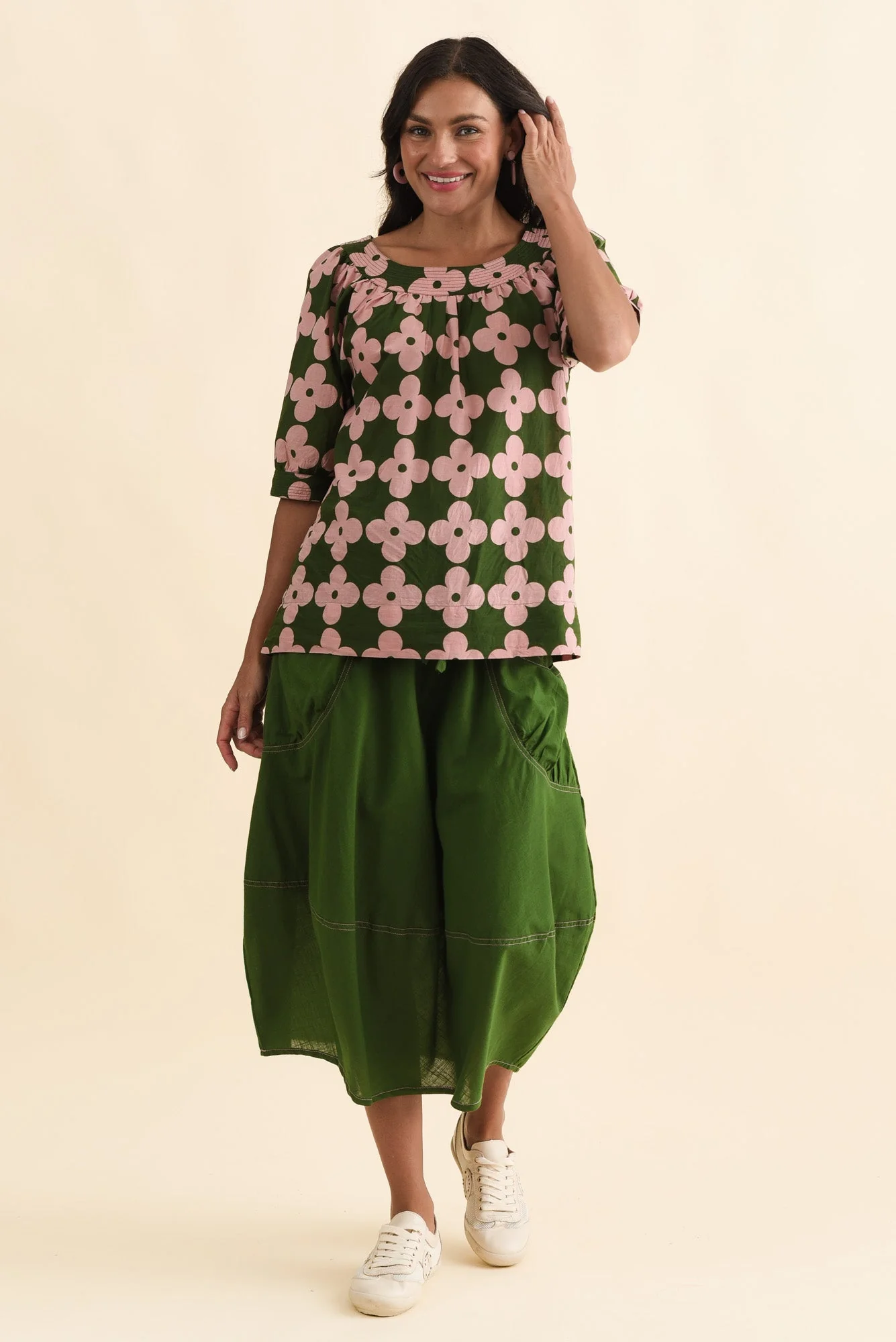 Rhea Green Geo Cotton Top - Image 6