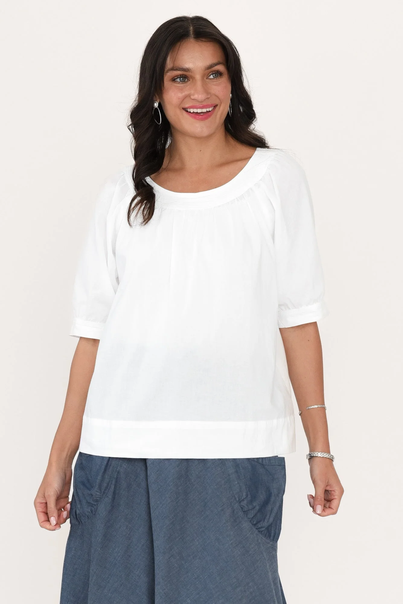 Rhea White Cotton Top - Image 2