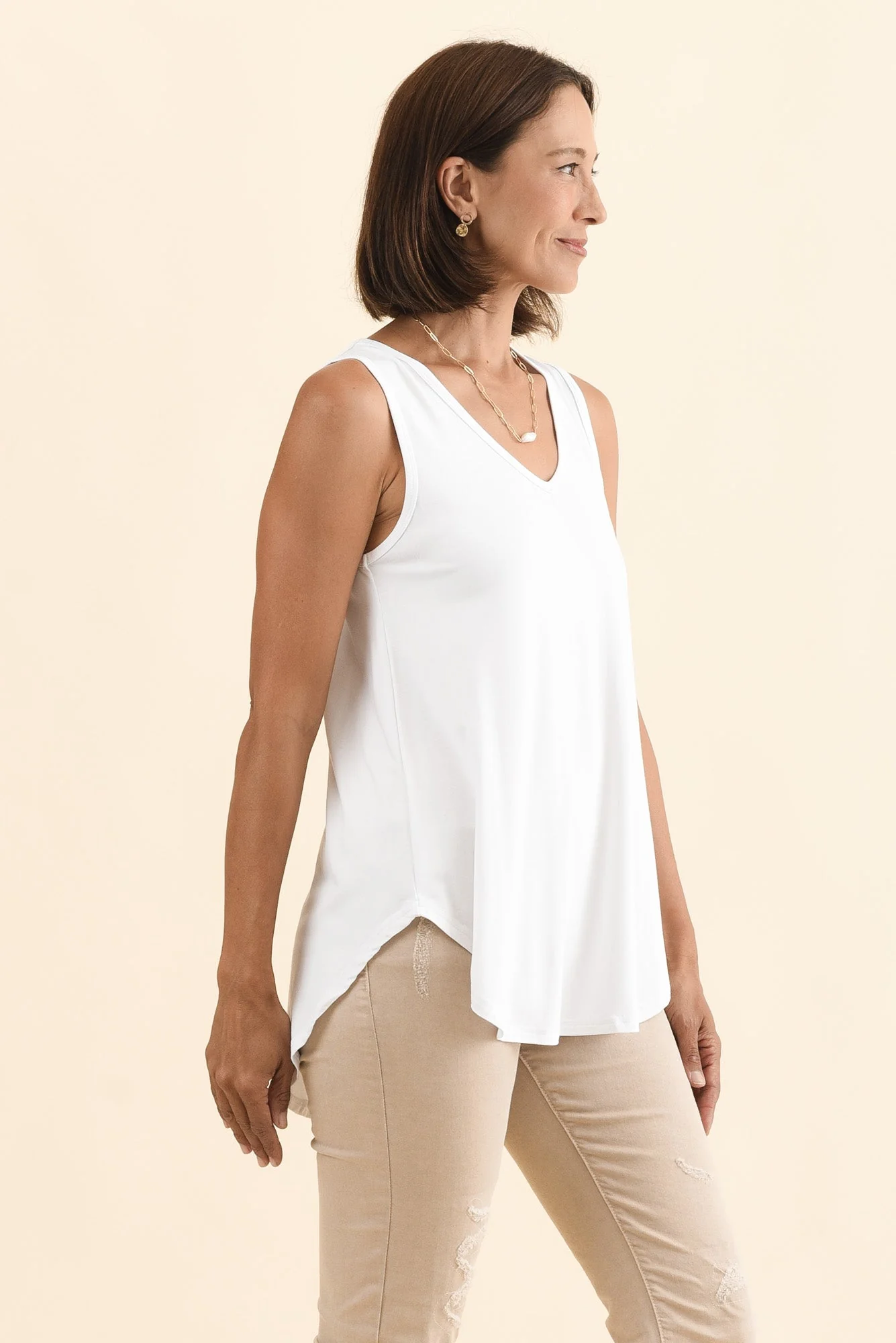 Rihanna White Bamboo Tank - Image 4
