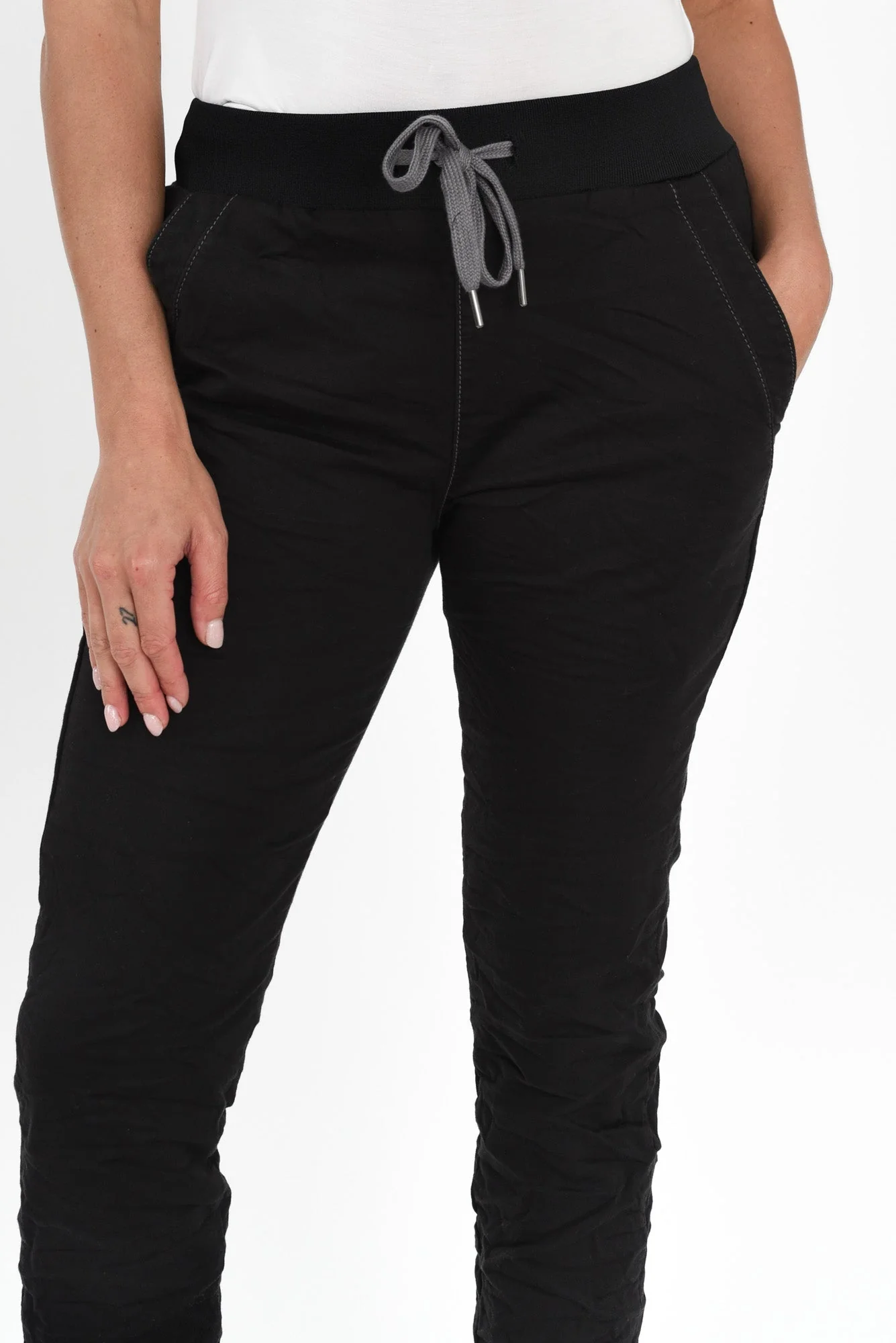 Riley Black Denim Jogger Pants - Image 5
