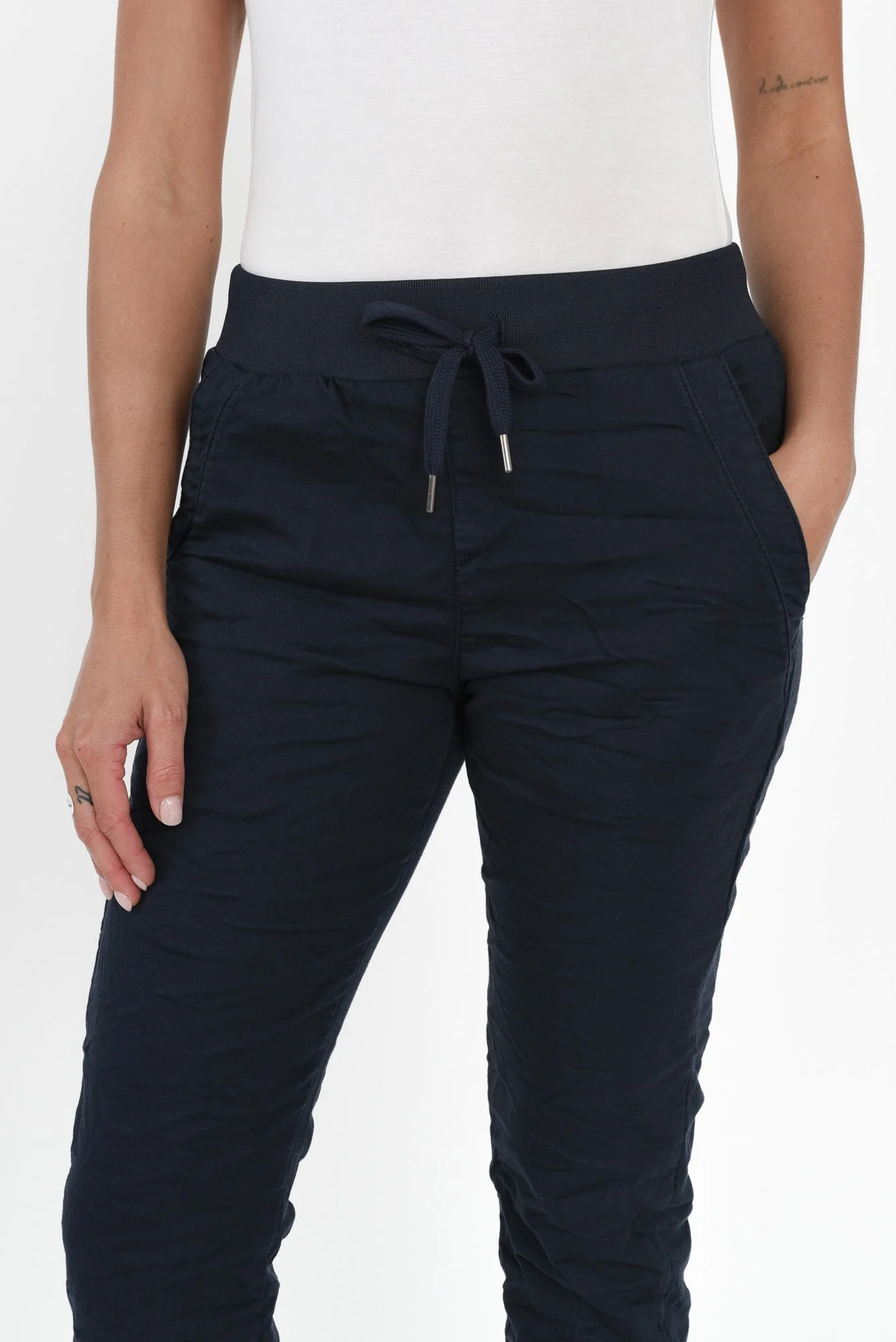 Riley Navy Denim Jogger Pants - Image 6