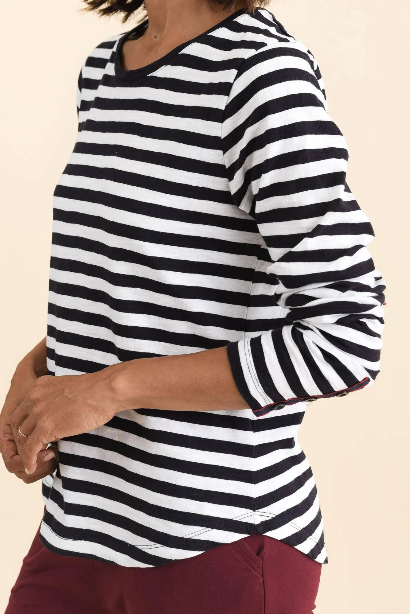 Riviera Navy Stripe Cotton Long Sleeve Tee - Image 5