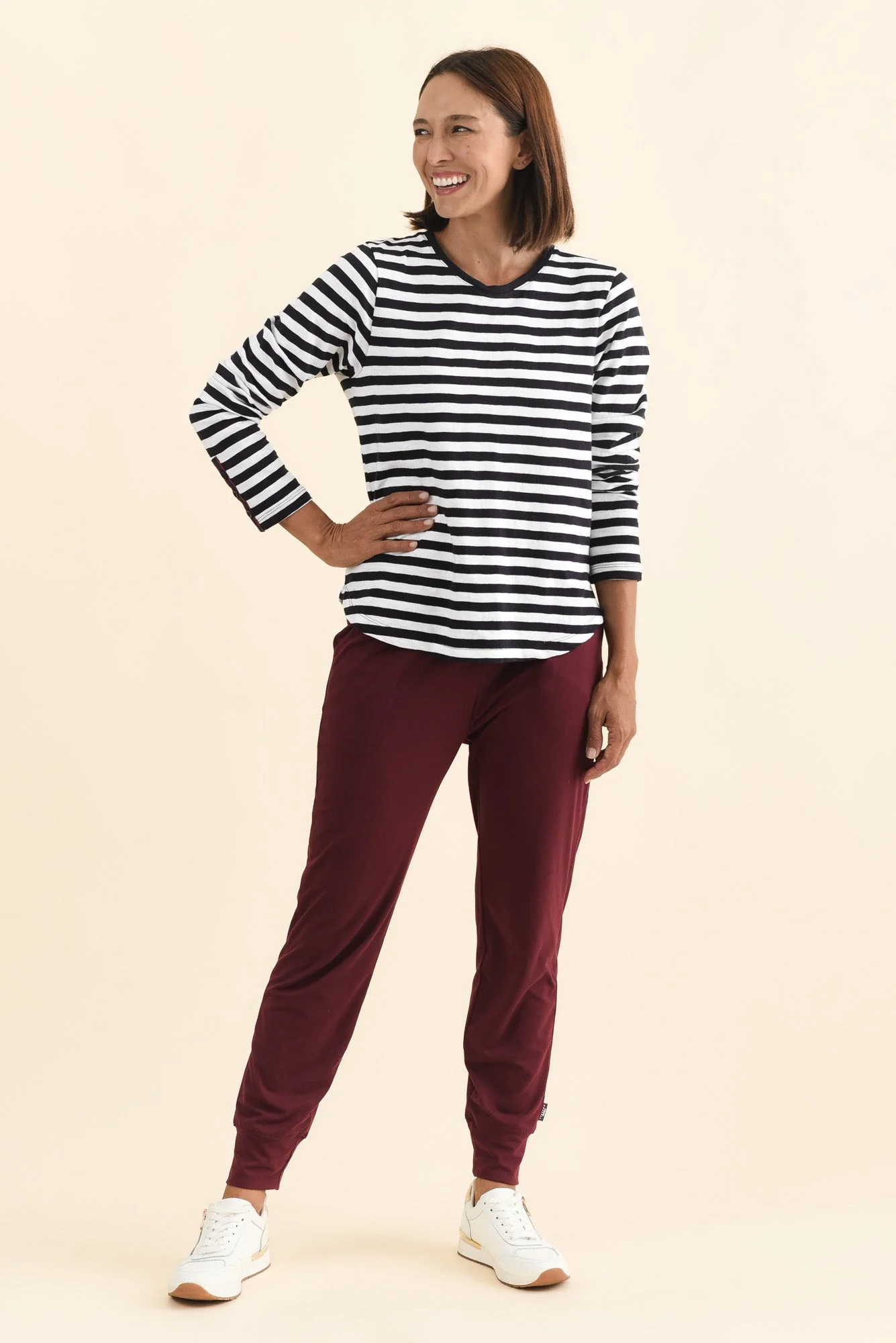Riviera Navy Stripe Cotton Long Sleeve Tee - Image 6