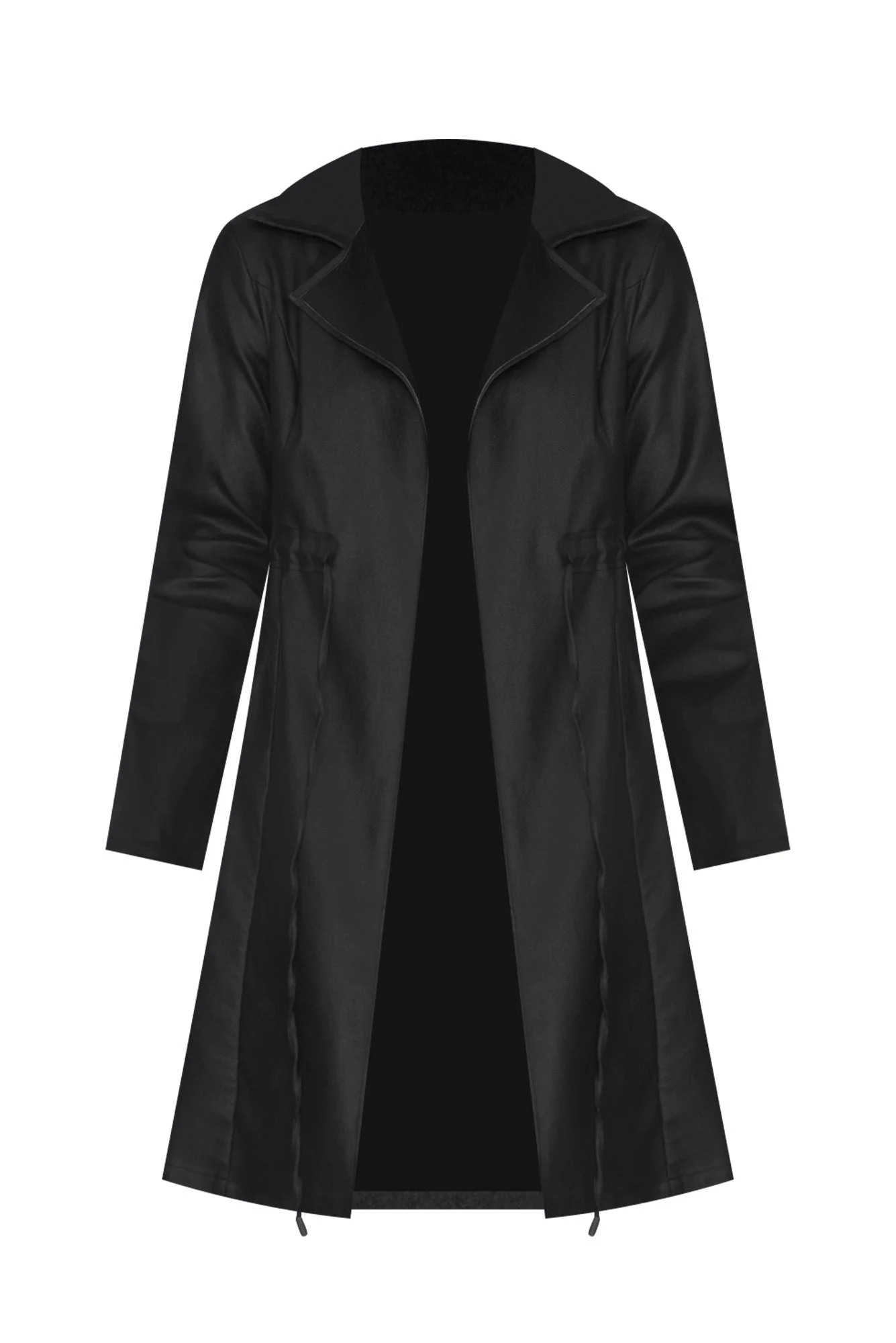 Rois Black Faux Leather Trench Coat - Image 3