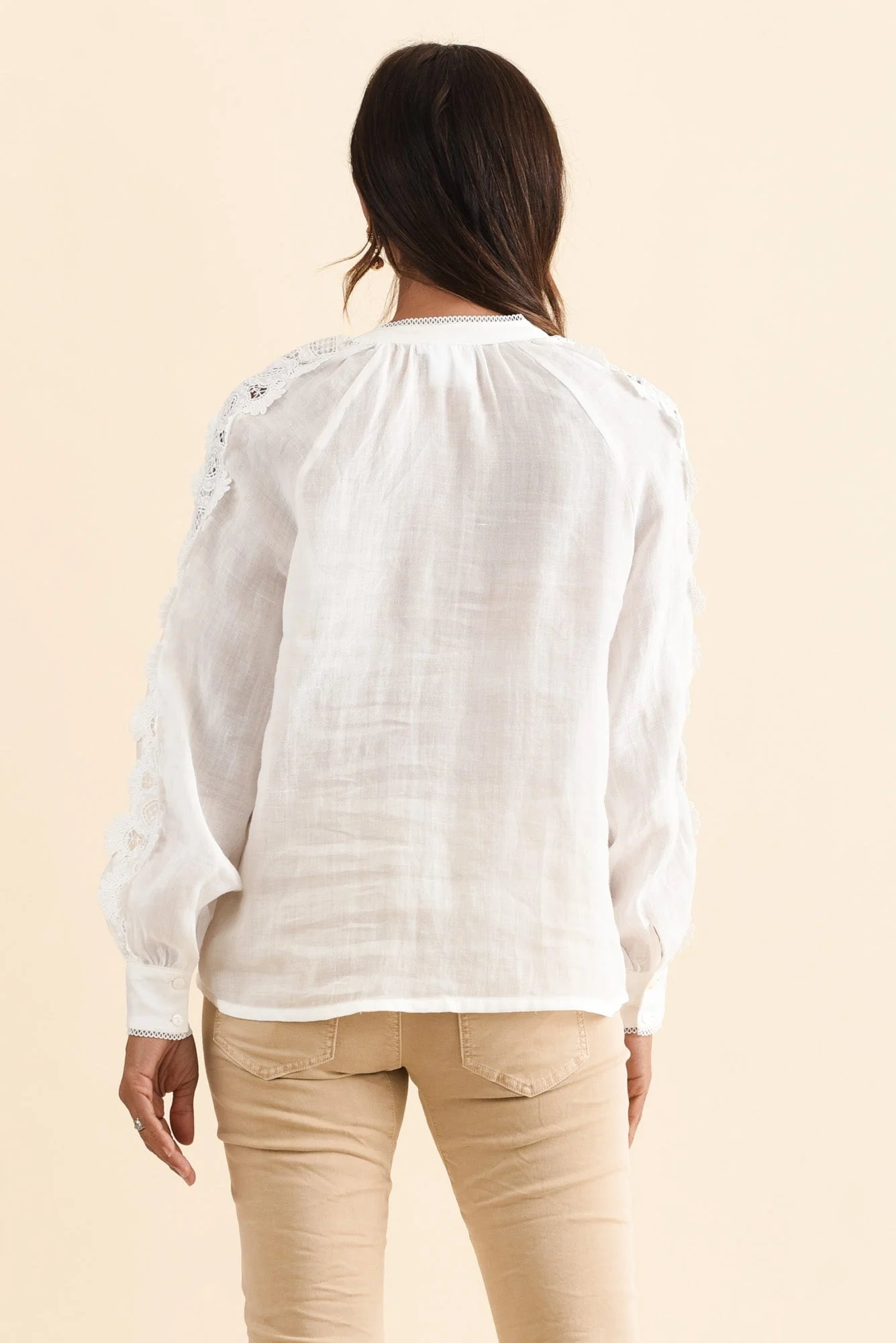 Romance White Lace Trim Blouse - Image 4