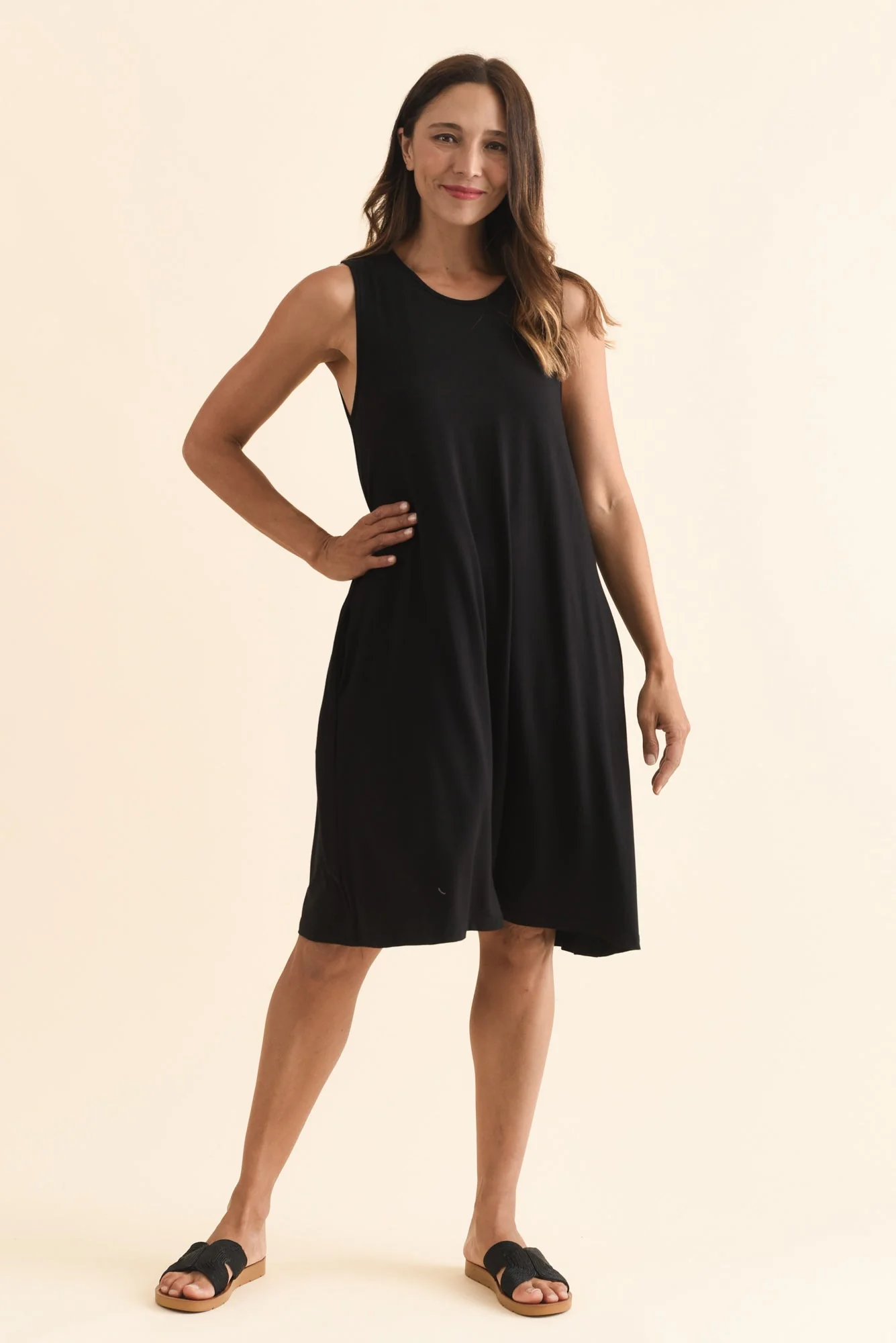 Romilda Black Bamboo Tank Dress