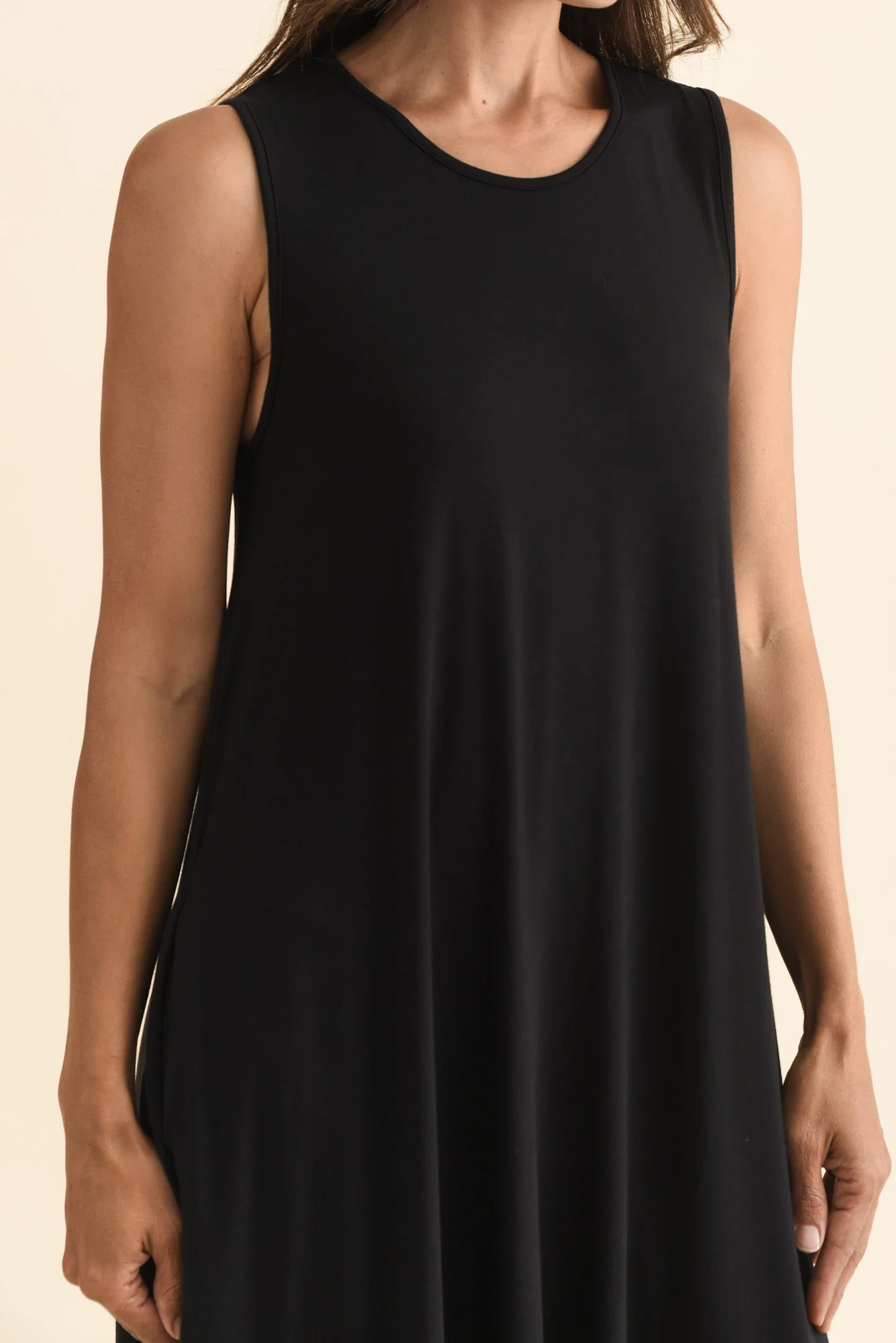 Romilda Black Bamboo Tank Dress - Image 5