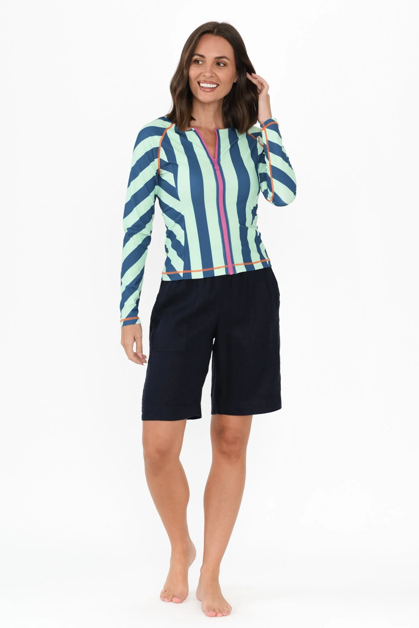 Rosa Blue Stripe Zip Rash Vest - Image 6