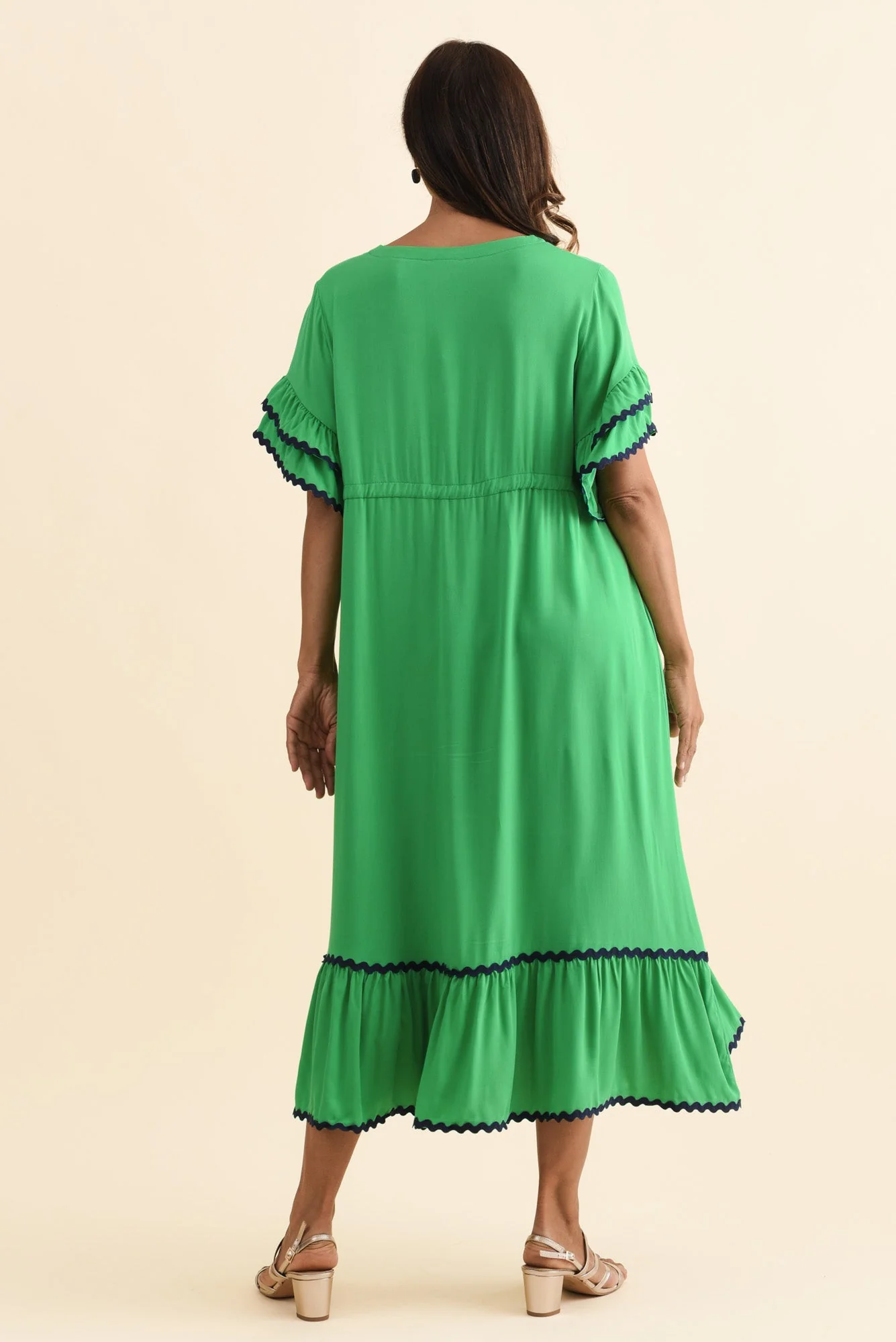 Rosemarie Green Contrast Frill Dress - Image 4