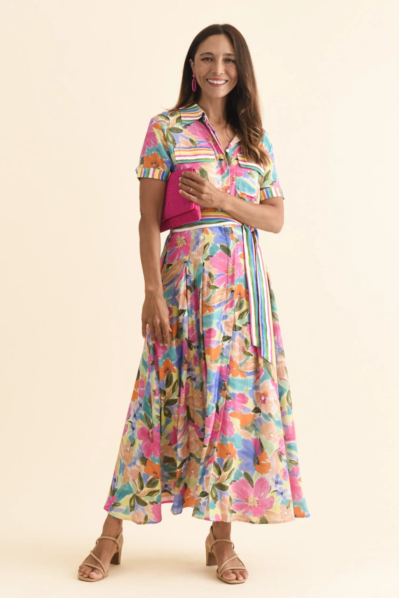 Rossellini Pink Floral Tie Maxi Dress - Image 2