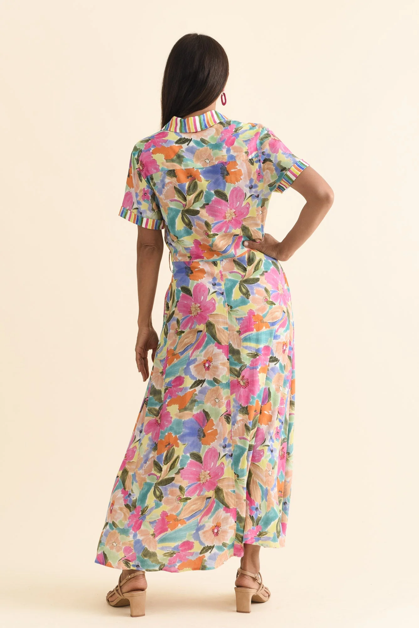 Rossellini Pink Floral Tie Maxi Dress - Image 4