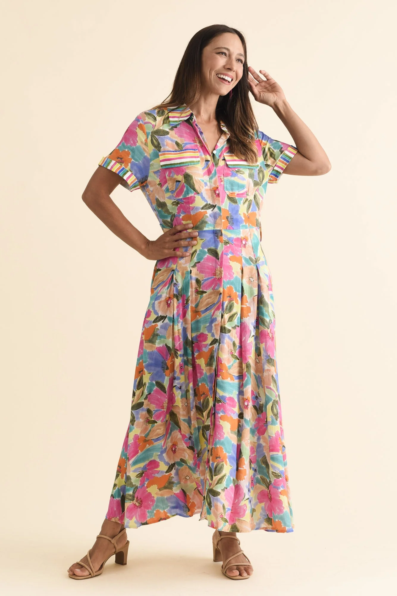 Rossellini Pink Floral Tie Maxi Dress - Image 6