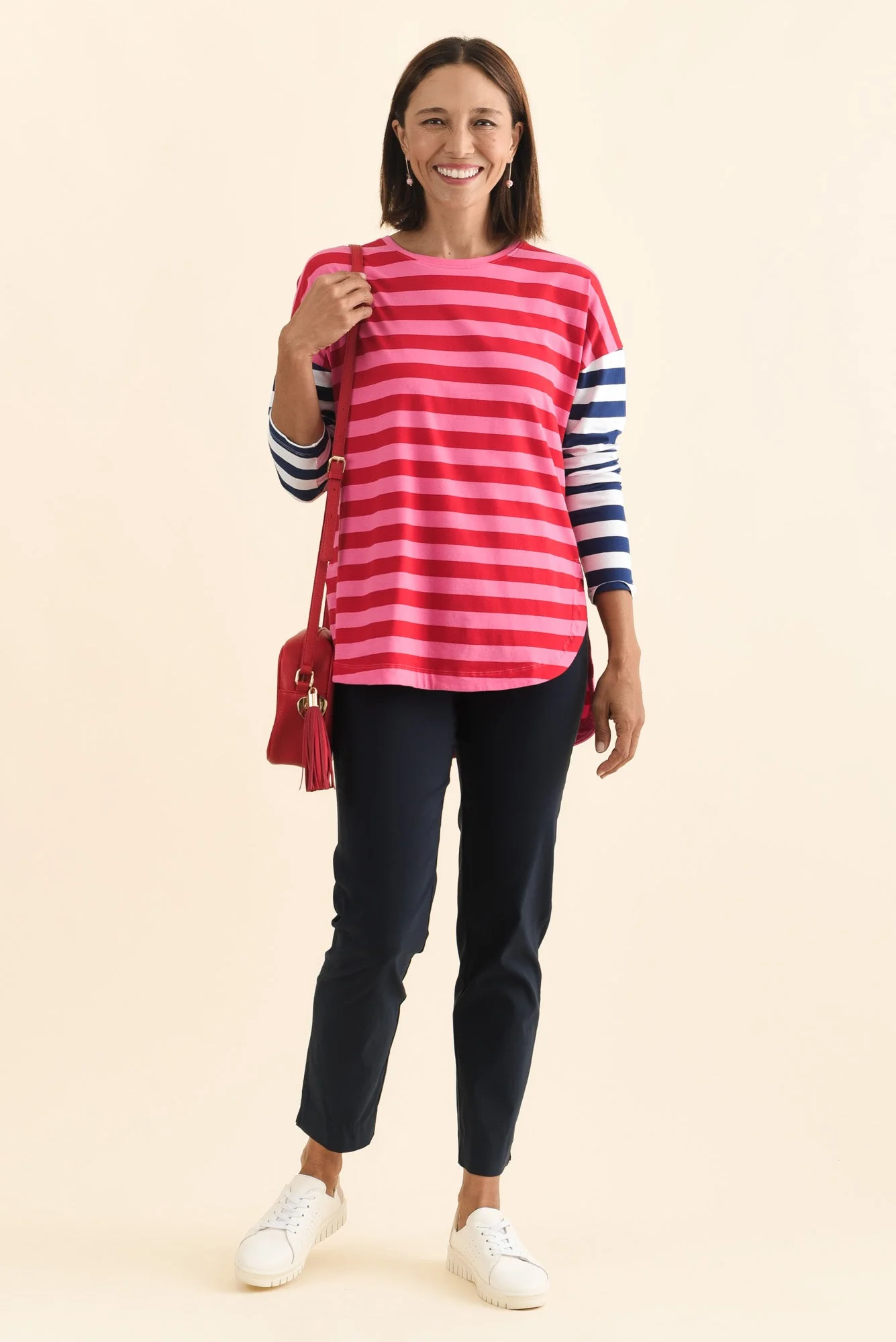 Rouge Red Stripe Cotton Long Sleeve Tee - Image 2