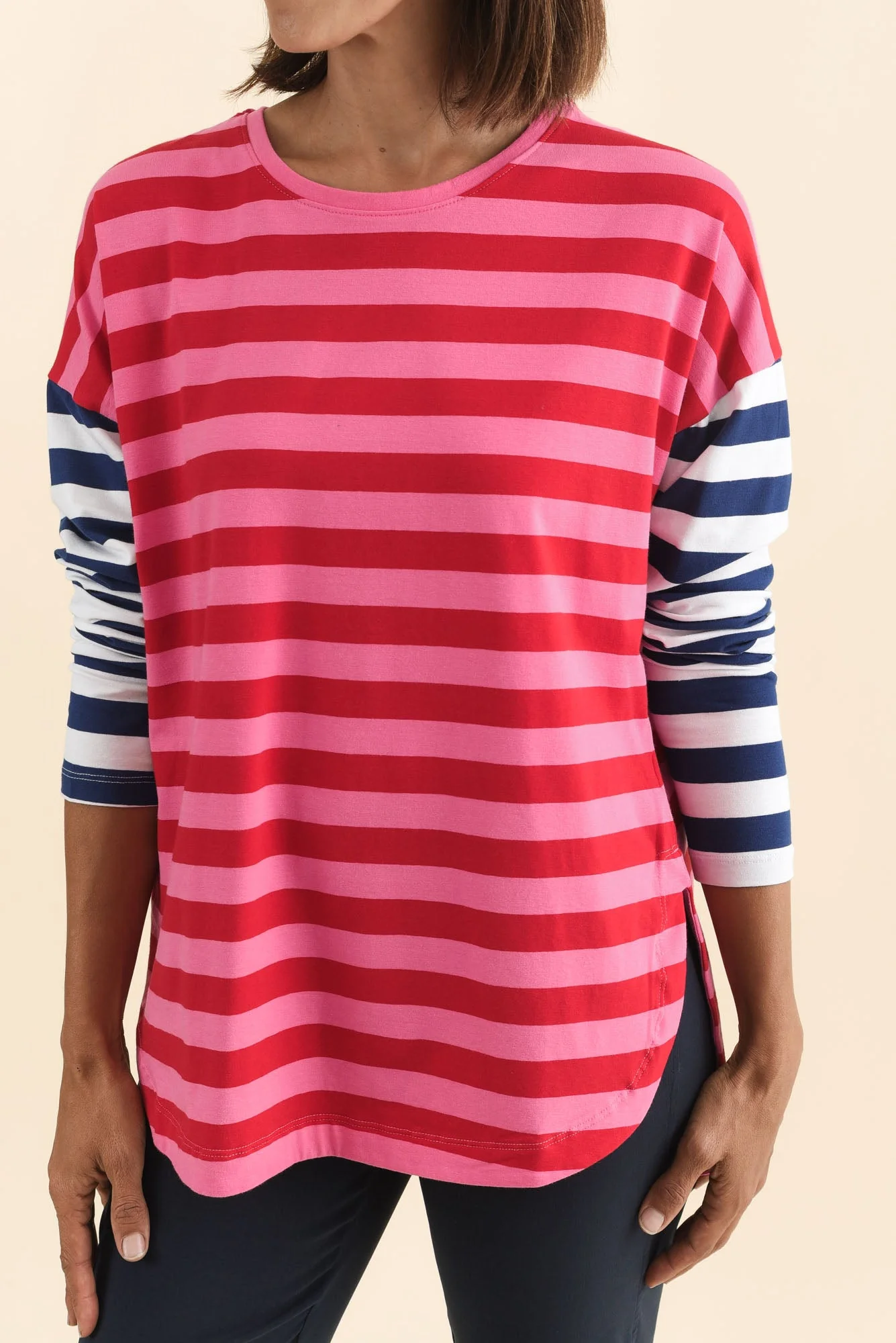 Rouge Red Stripe Cotton Long Sleeve Tee - Image 5