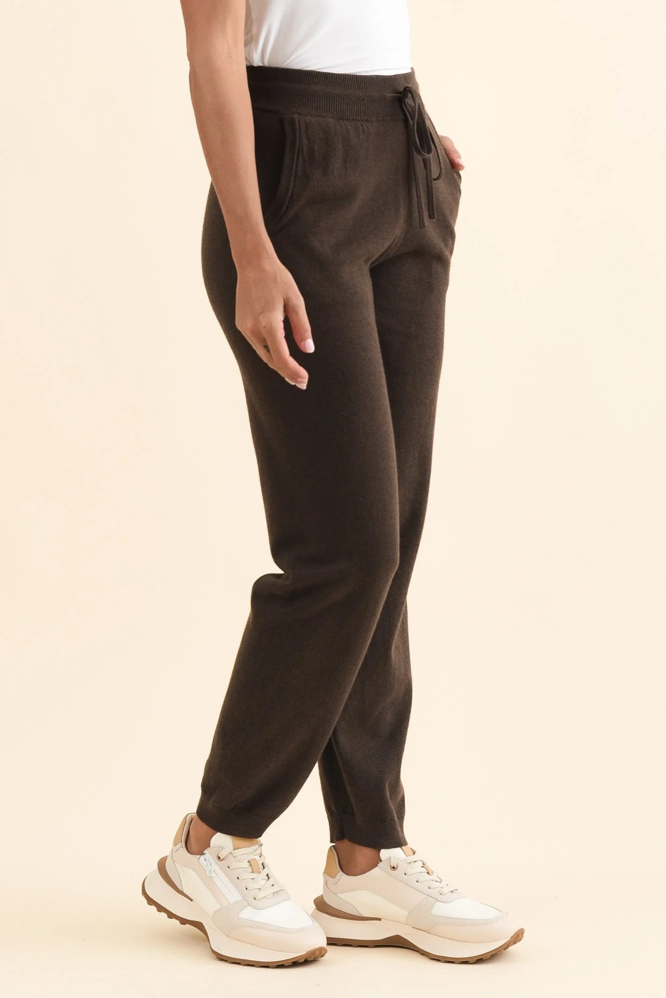 Rowan Chocolate Cotton Cashmere Knit Pants - Image 3