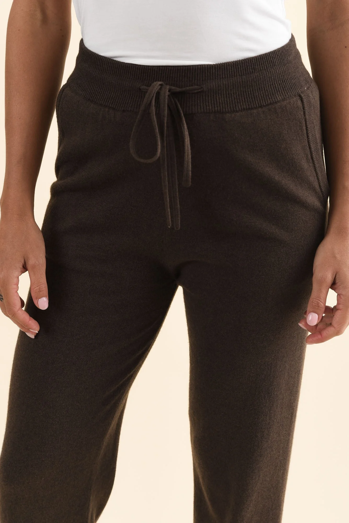Rowan Chocolate Cotton Cashmere Knit Pants - Image 5