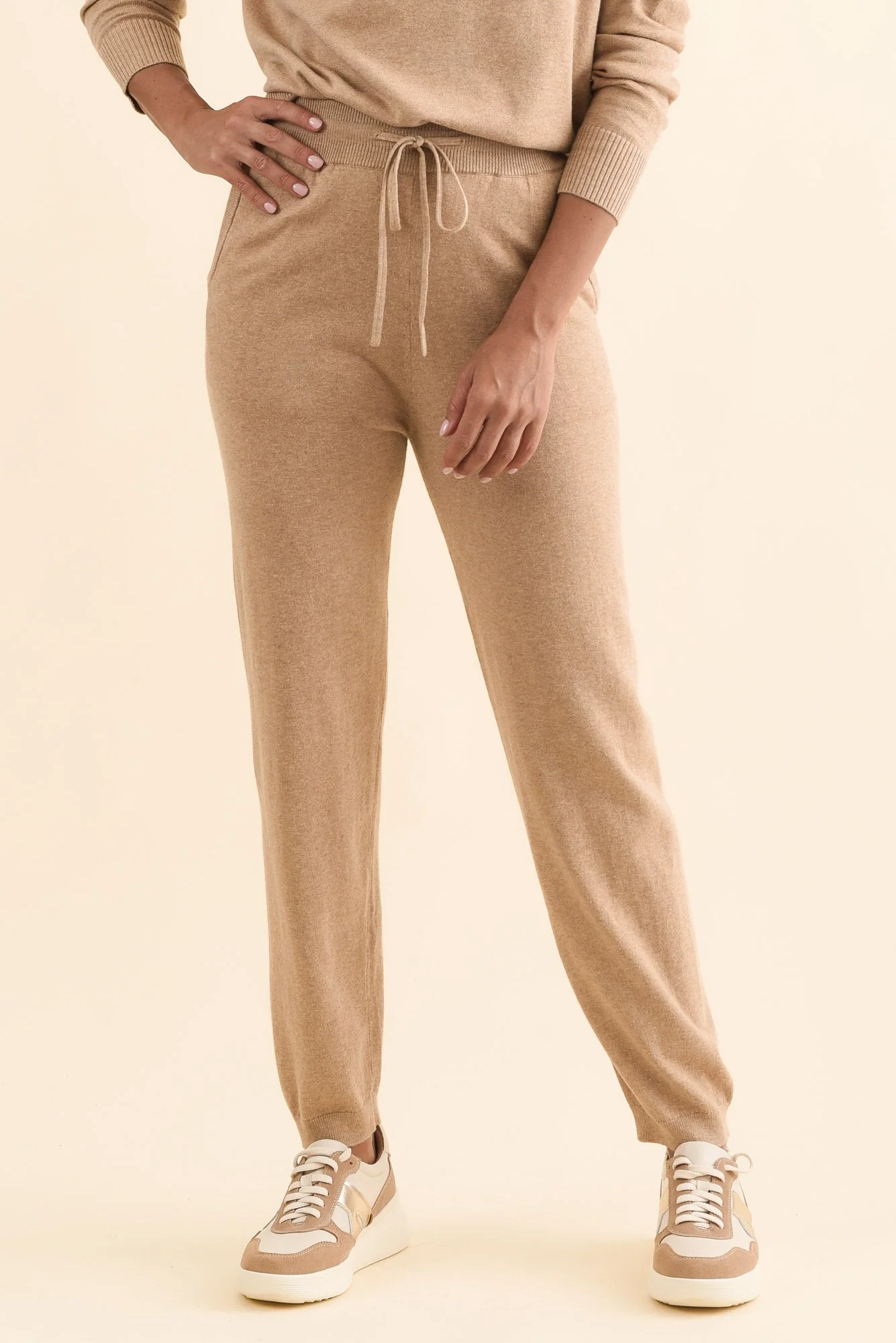 Rowan Cream Cotton Cashmere Knit Pants