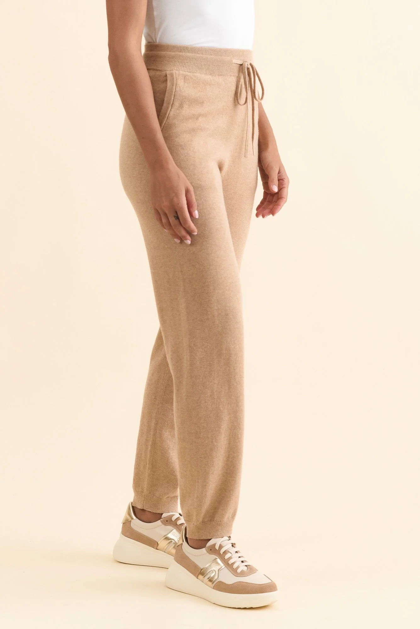 Rowan Cream Cotton Cashmere Knit Pants - Image 3