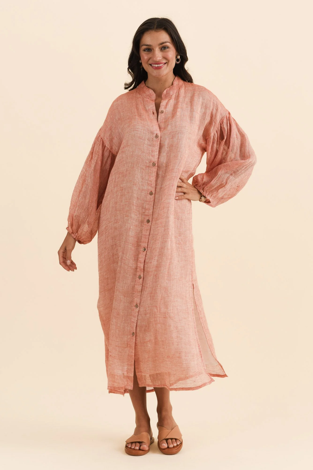 Rowena Orange Linen Dress